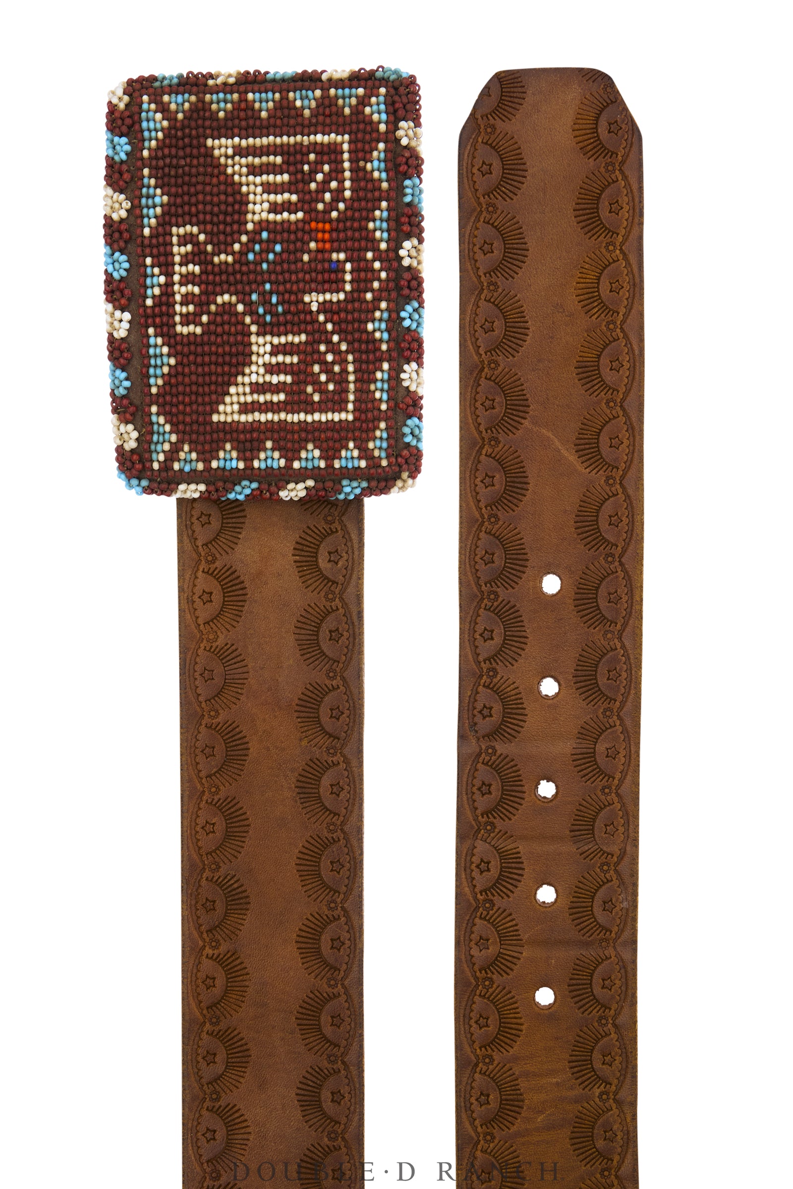 Belt, A Vintage, Buckle, Beaded, Thunderbird Motif, Vintage, 1180