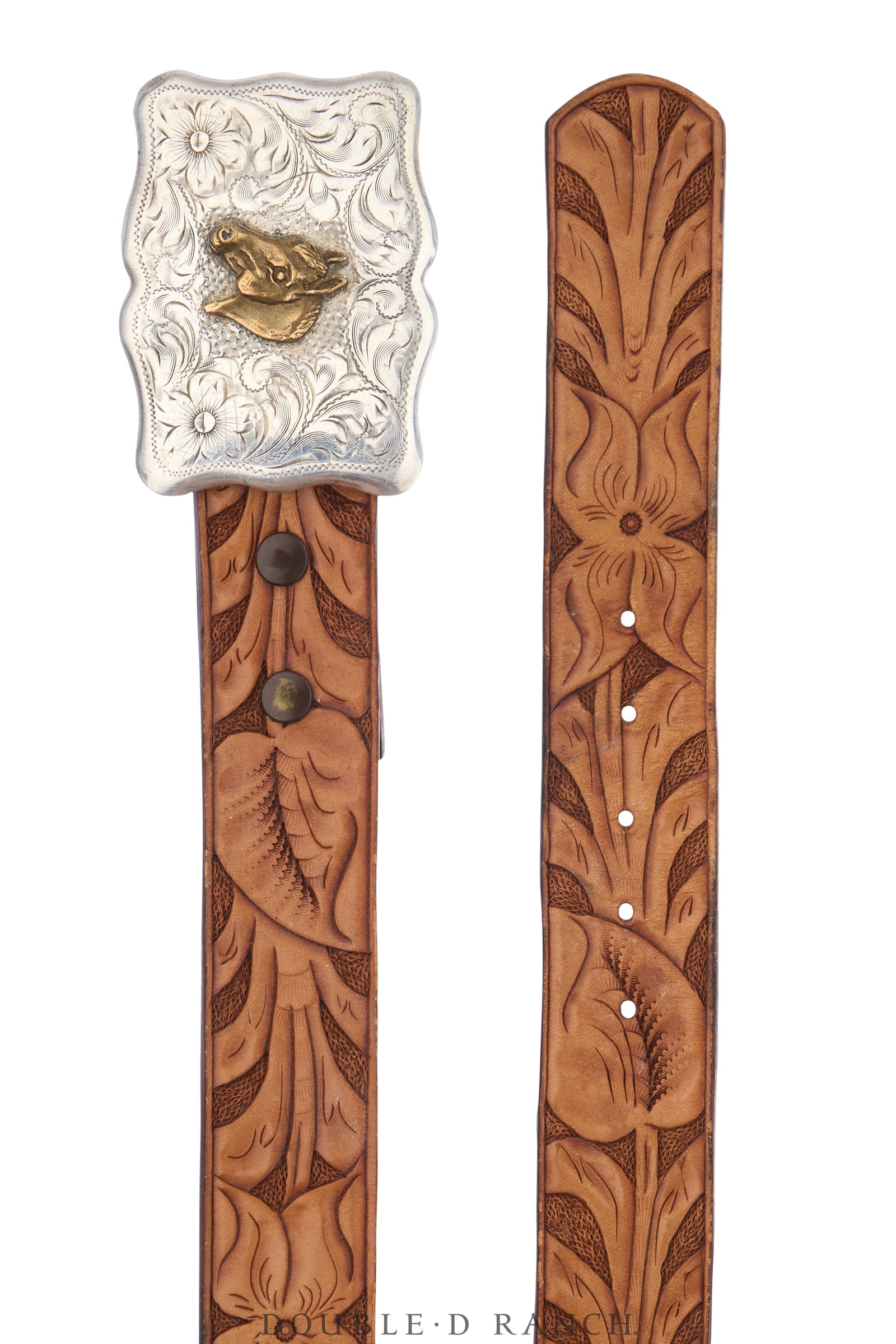 Belt, A Vintage, Buckle, Western, Engraved Scrollwork, Horse, Vintage, 1191