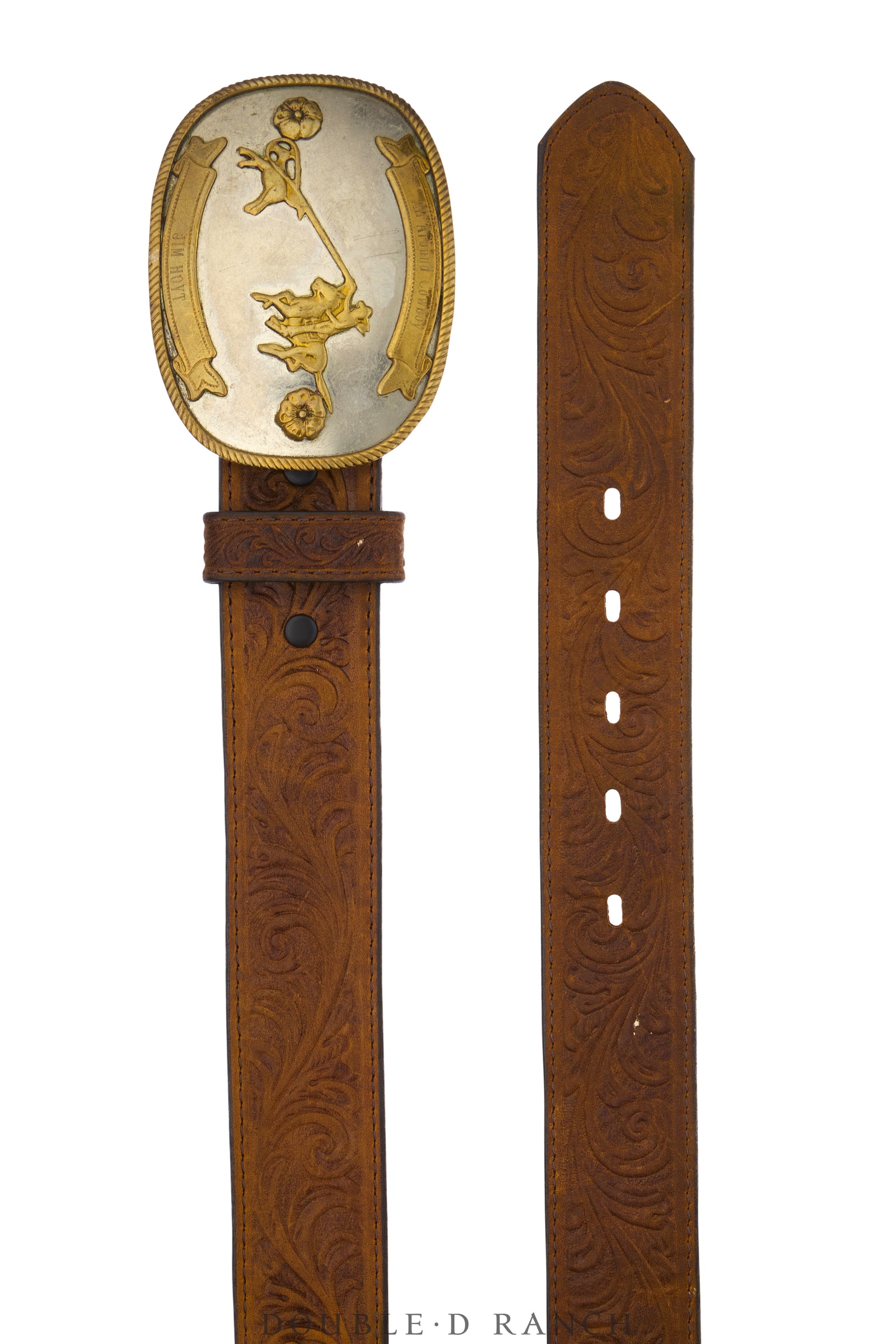 Belt, A Vintage, Buckle, Western, Nickel Silver, Calf Roping, "All Around Cowboy," Vintage, 1196