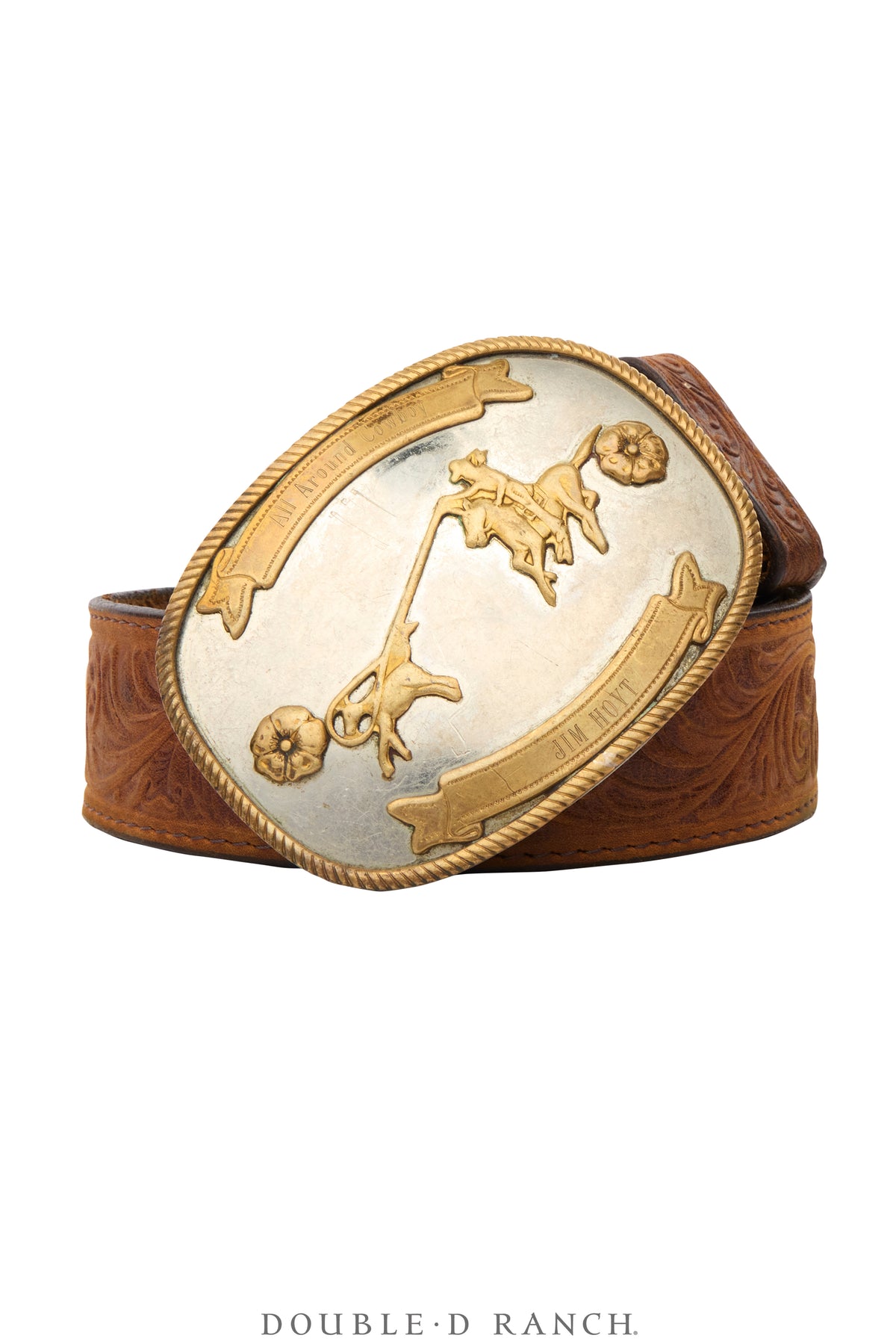 Belt, A Vintage, Buckle, Western, Nickel Silver, Calf Roping, "All Around Cowboy," Vintage, 1196