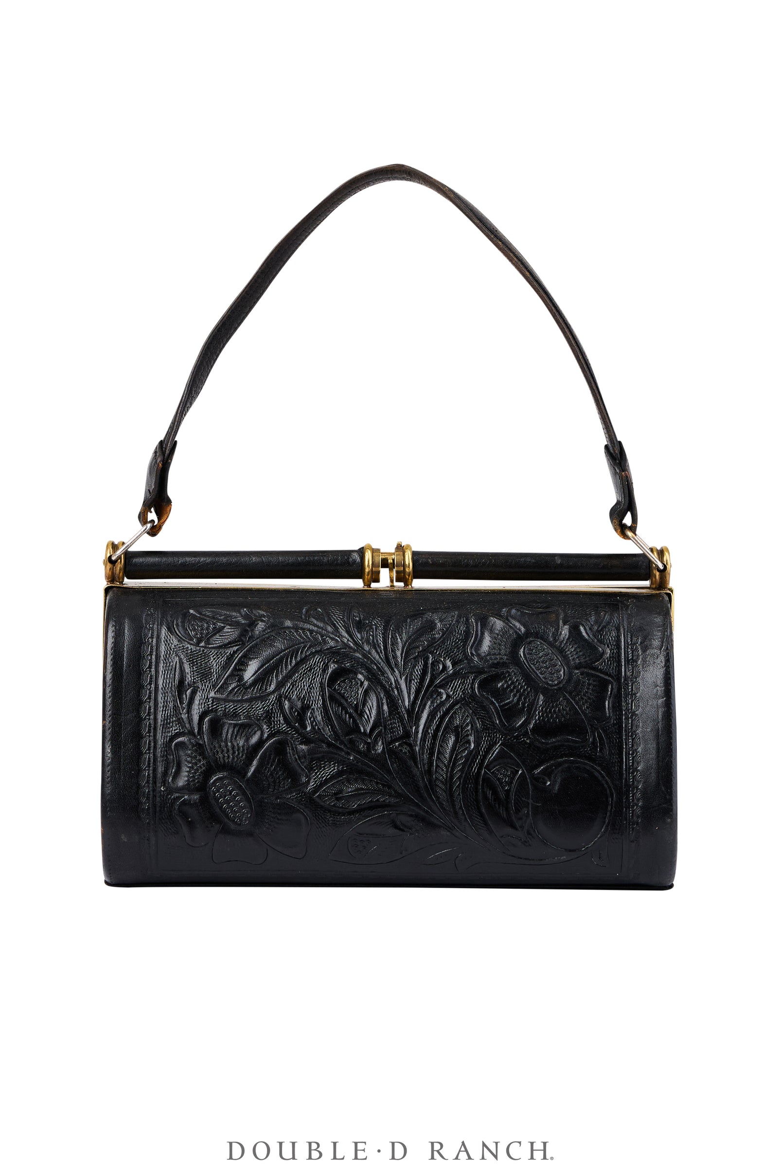 Bag, Tooled Leather, Frame Bag, Unique Closure, Vintage, 1440