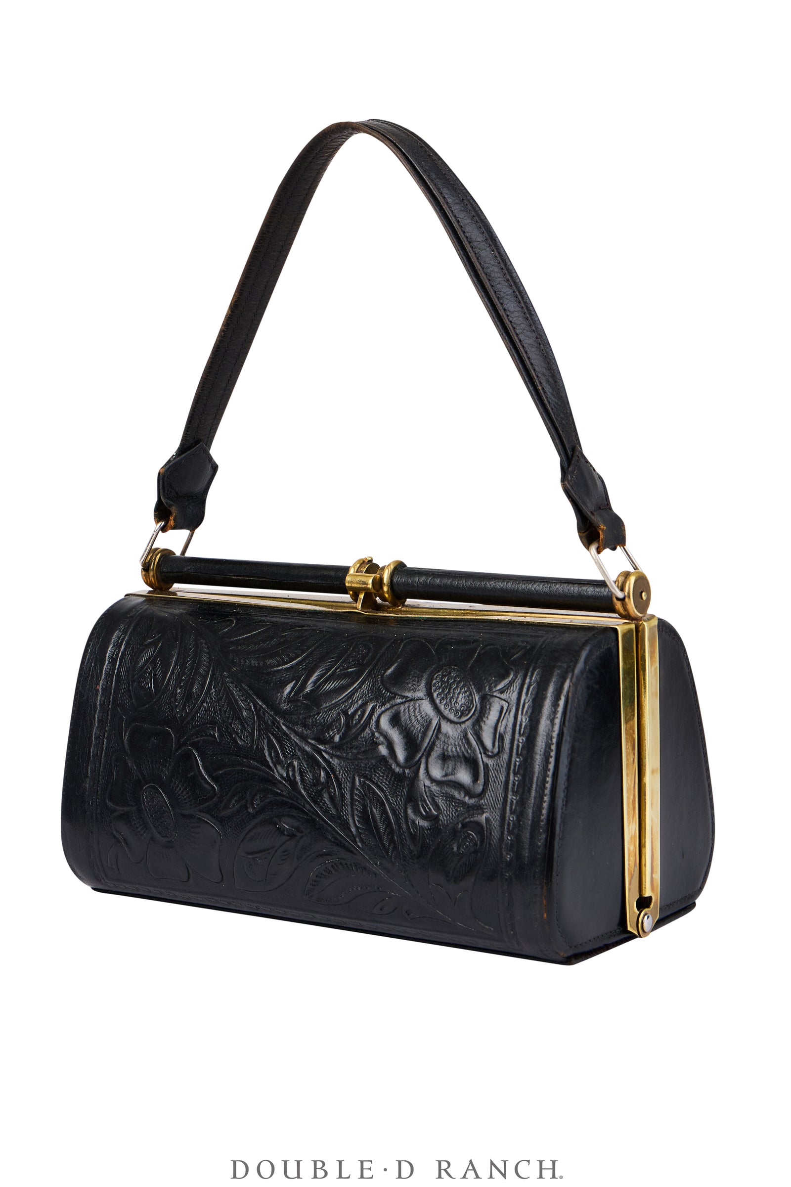 Bag, Tooled Leather, Frame Bag, Unique Closure, Vintage, 1440