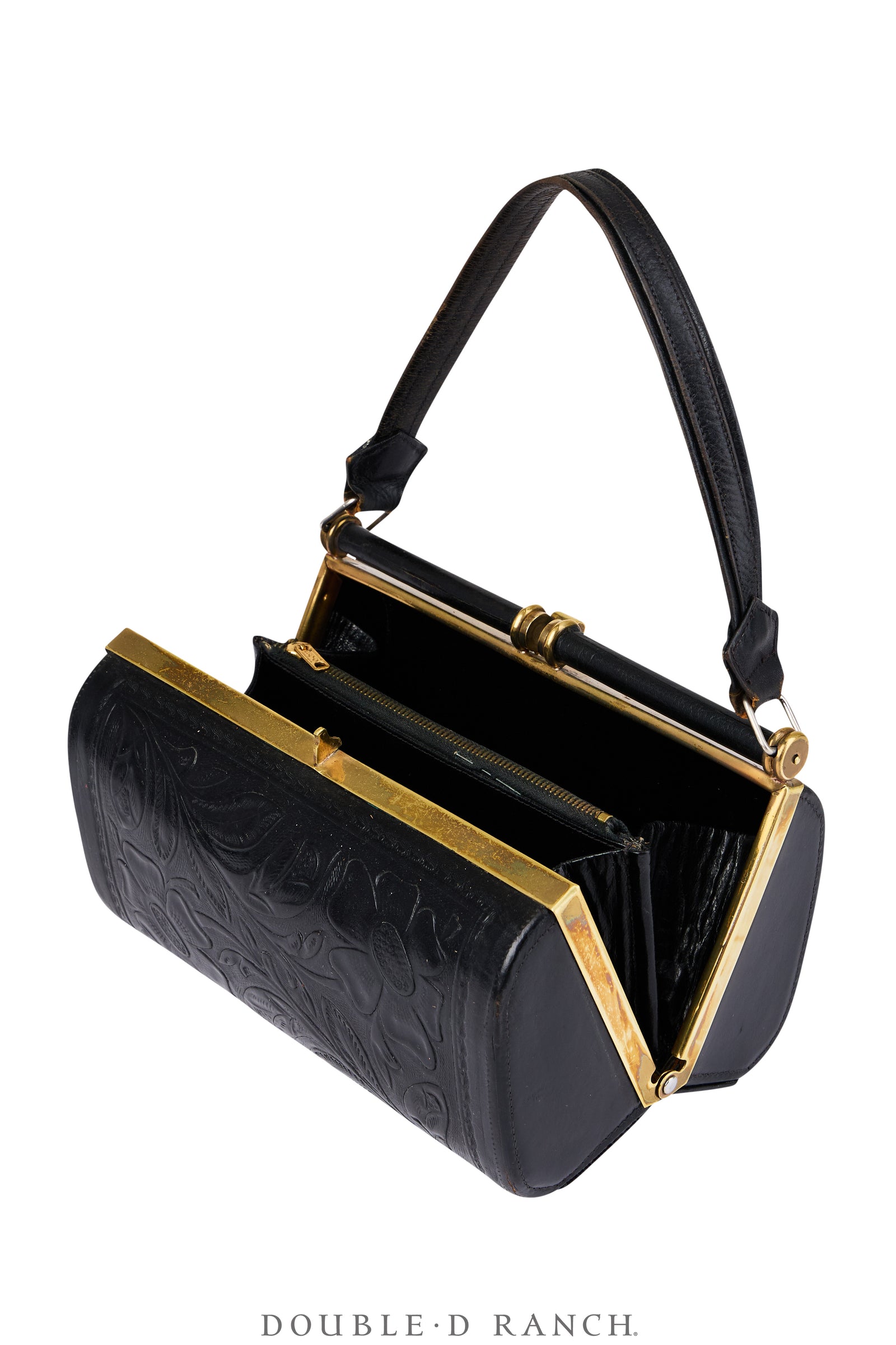 Bag, Tooled Leather, Frame Bag, Unique Closure, Vintage, 1440