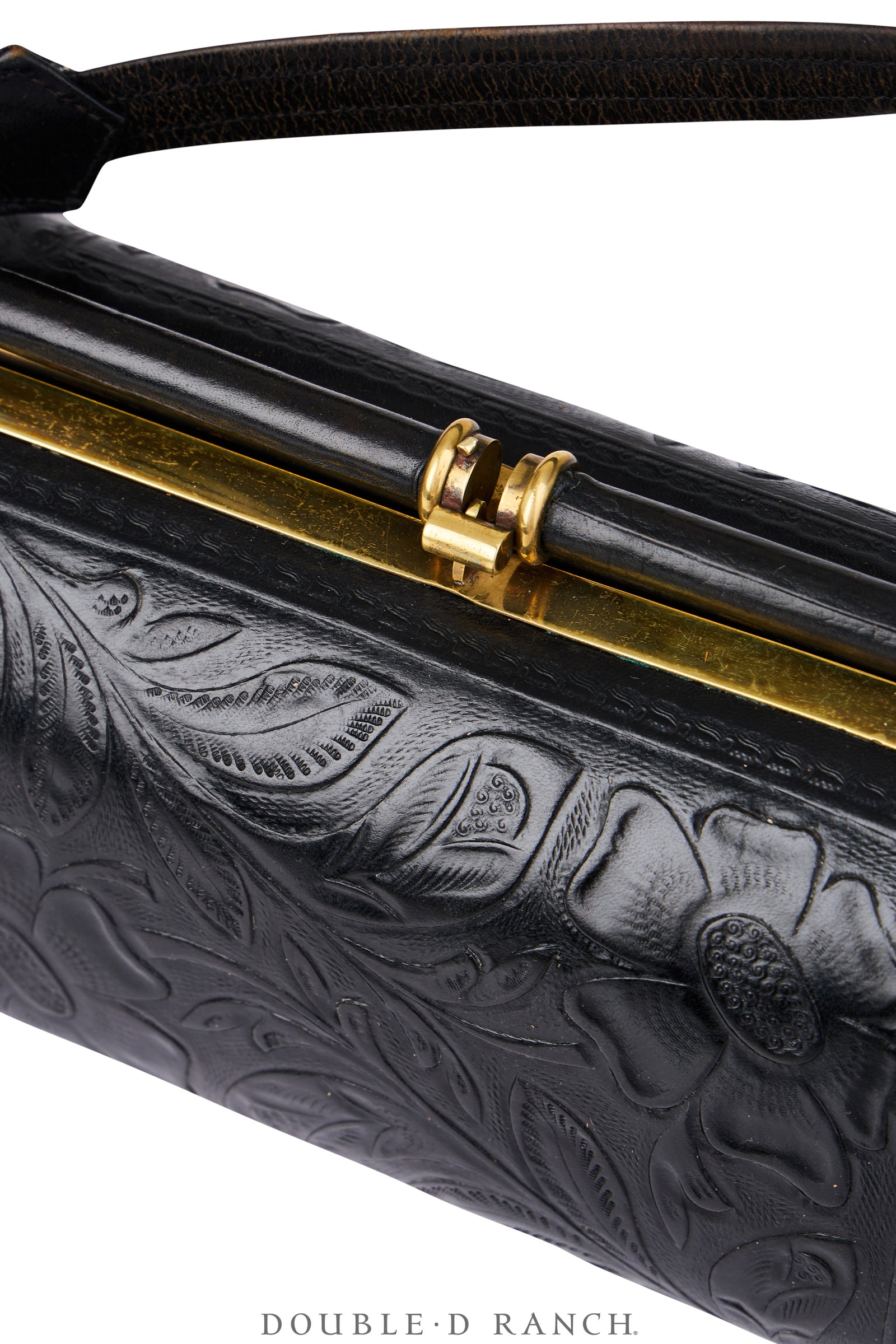 Bag, Tooled Leather, Frame Bag, Unique Closure, Vintage, 1440