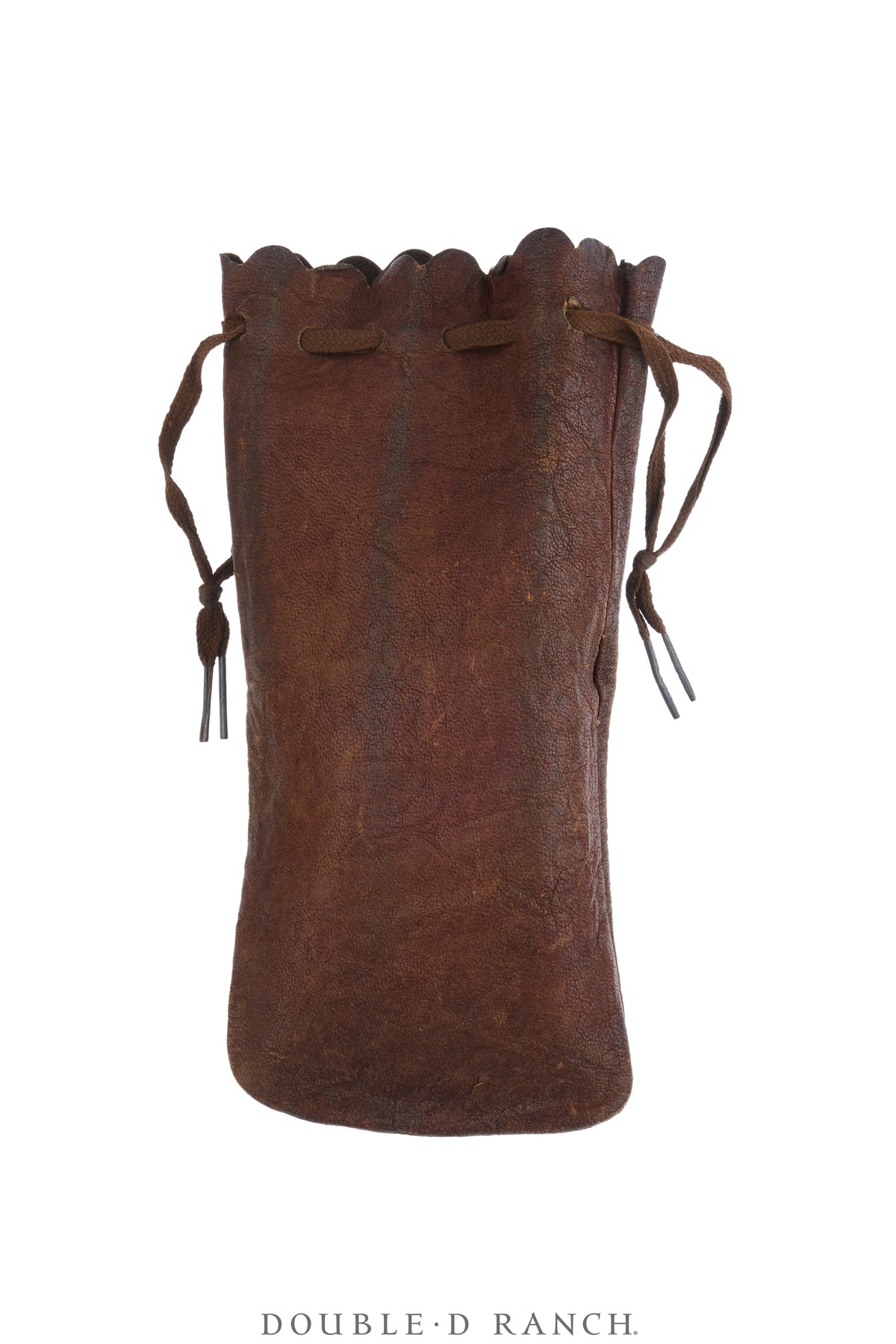 Bag, Gaming, Leather Drawstring, Scalloped Edges, Primitive, Vintage, 1490