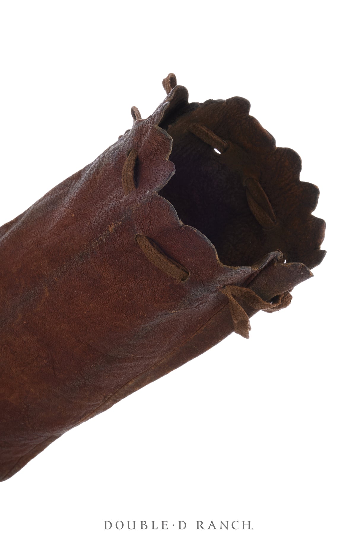 Bag, Gaming, Leather Drawstring, Scalloped Edges, Primitive, Vintage, 1490