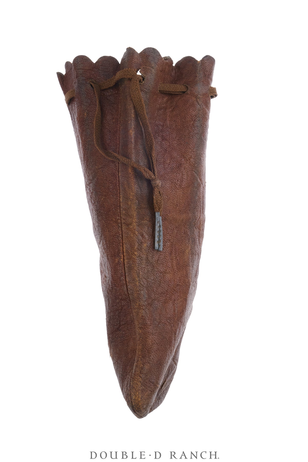 Bag, Gaming, Leather Drawstring, Scalloped Edges, Primitive, Vintage, 1490