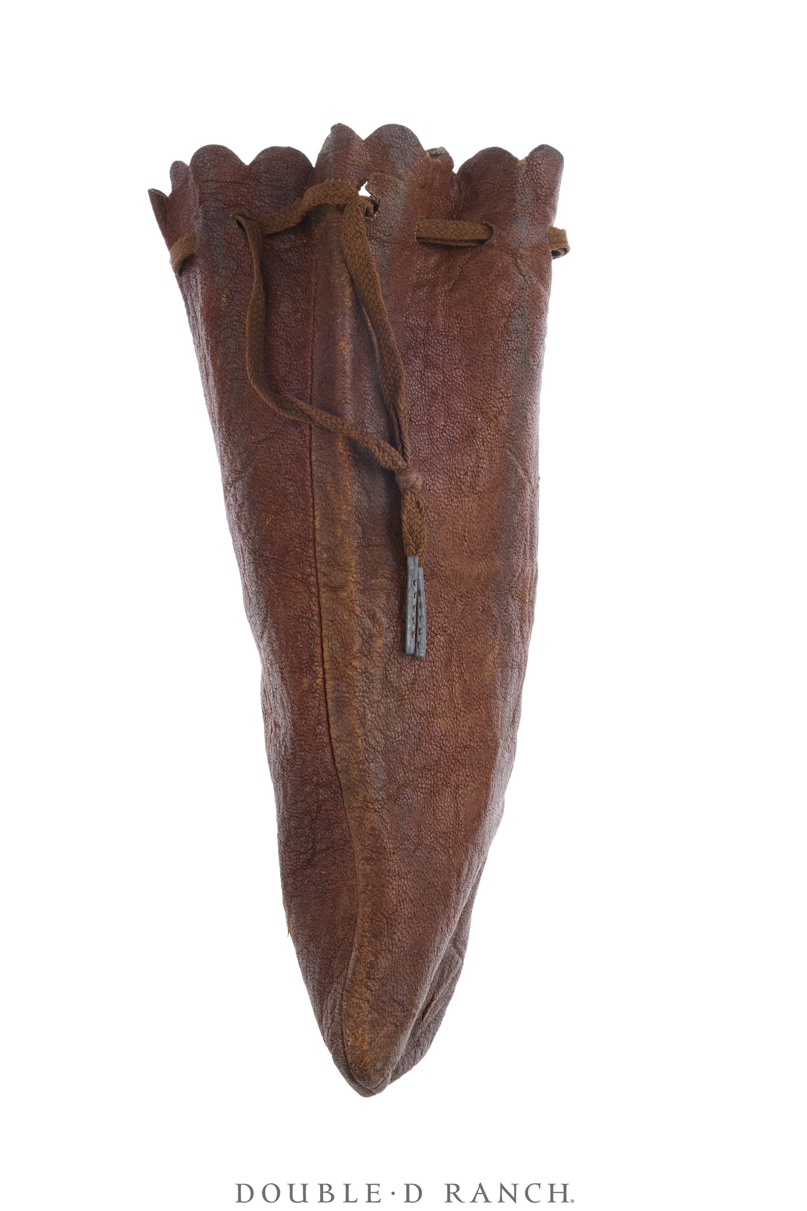 Bag, Gaming, Leather Drawstring, Scalloped Edges, Primitive, Vintage, 1490