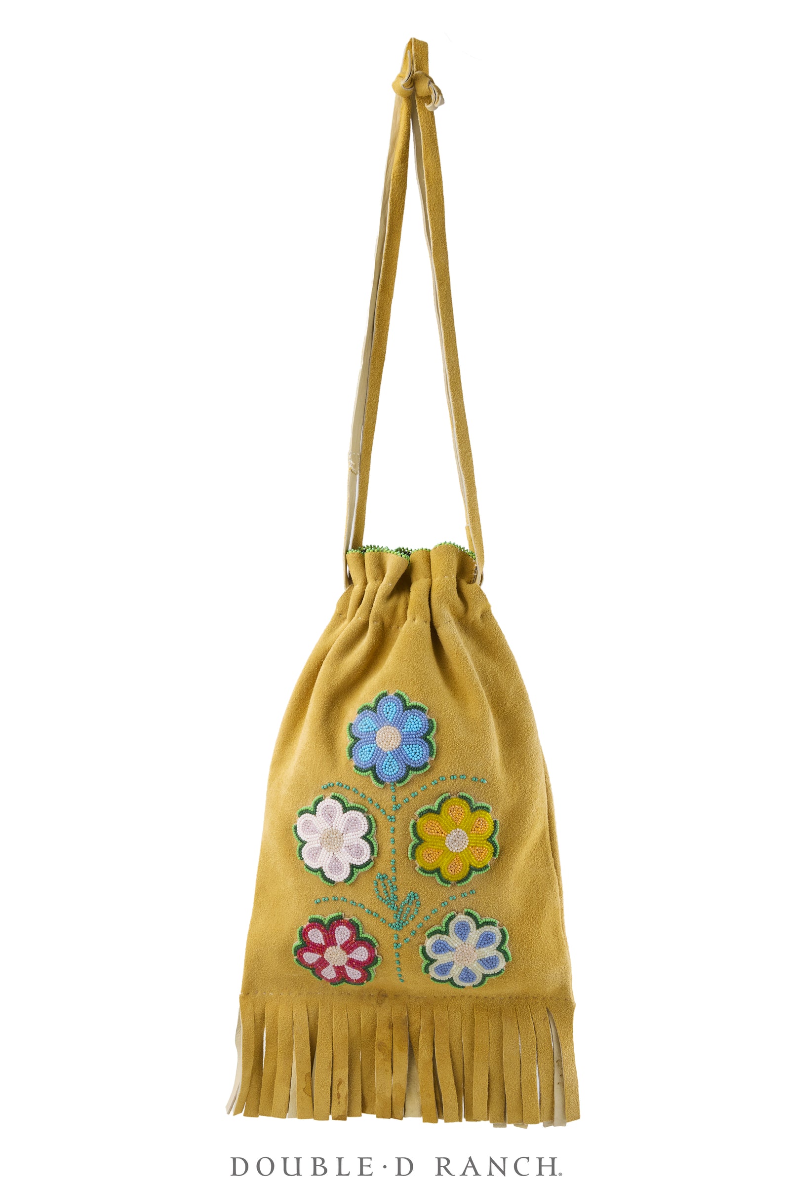 Bag, Drawstring, Deerskin, Floral Beadwork, Vintage, 1499
