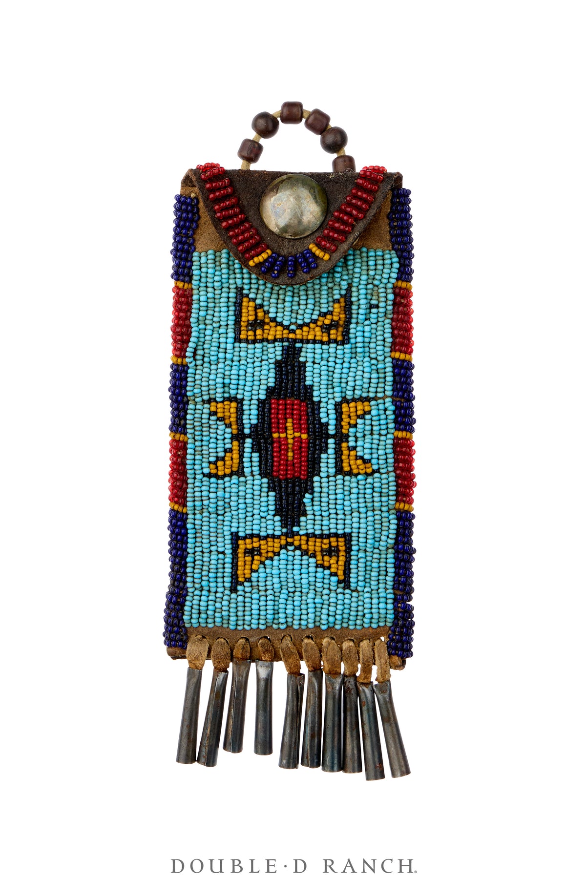 Bag, Beaded Whetstone Knife Sheath, Sinew Sewn With Cones, Antique 1880's, 1474
