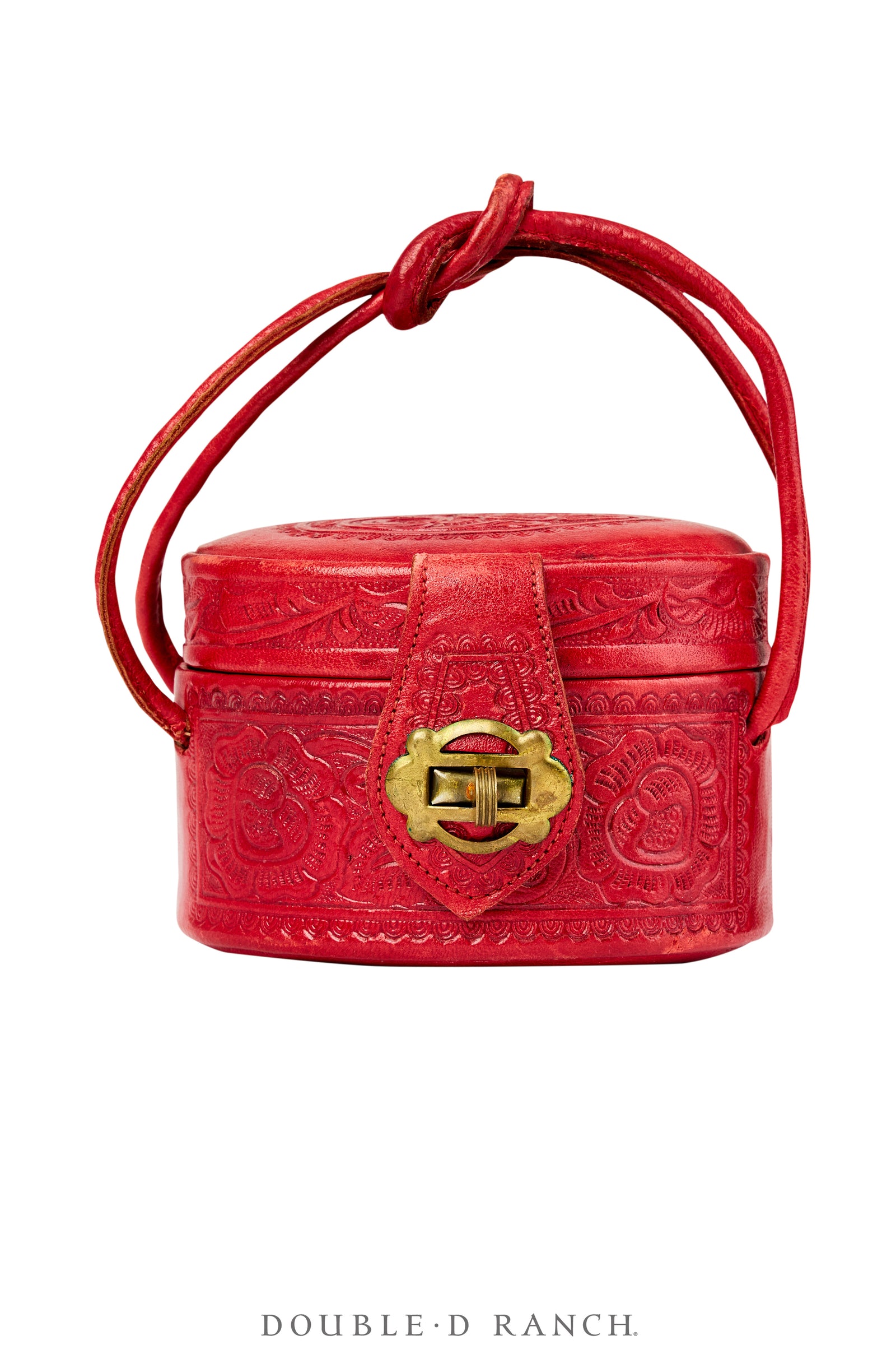 Bag, Pill Box, Tooled Leather, Vintage, 1464