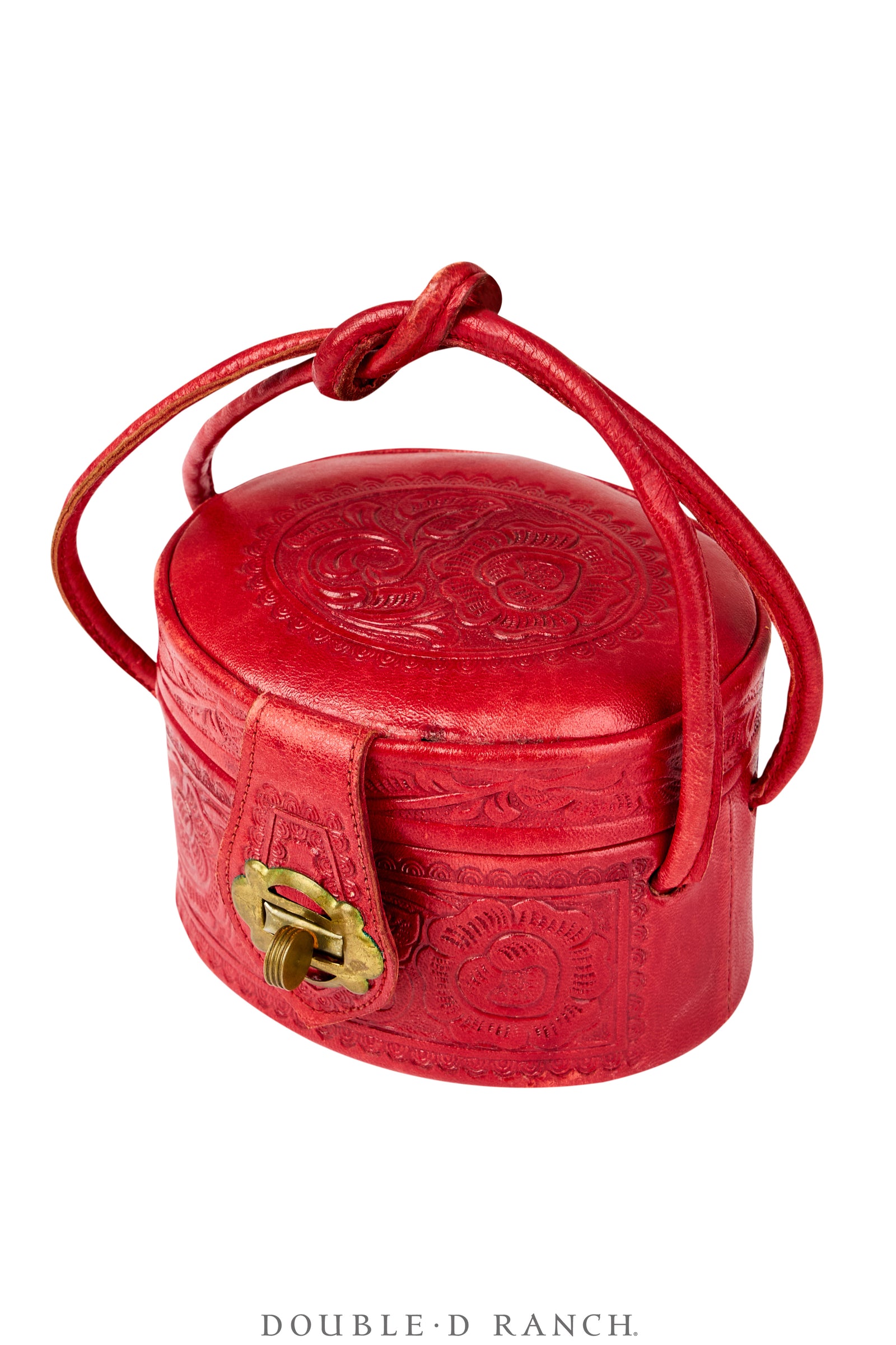 Bag, Pill Box, Tooled Leather, Vintage, 1464