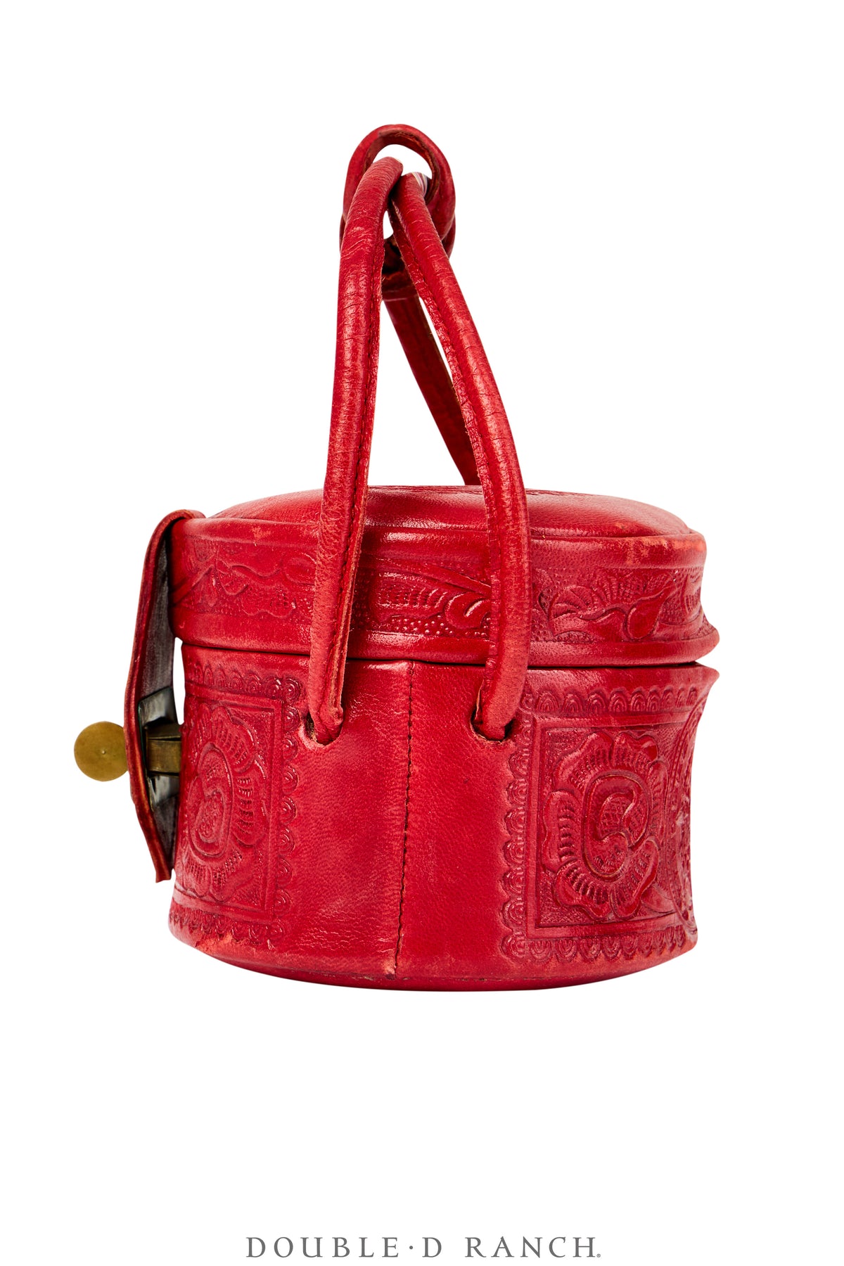 Bag, Pill Box, Tooled Leather, Vintage, 1464