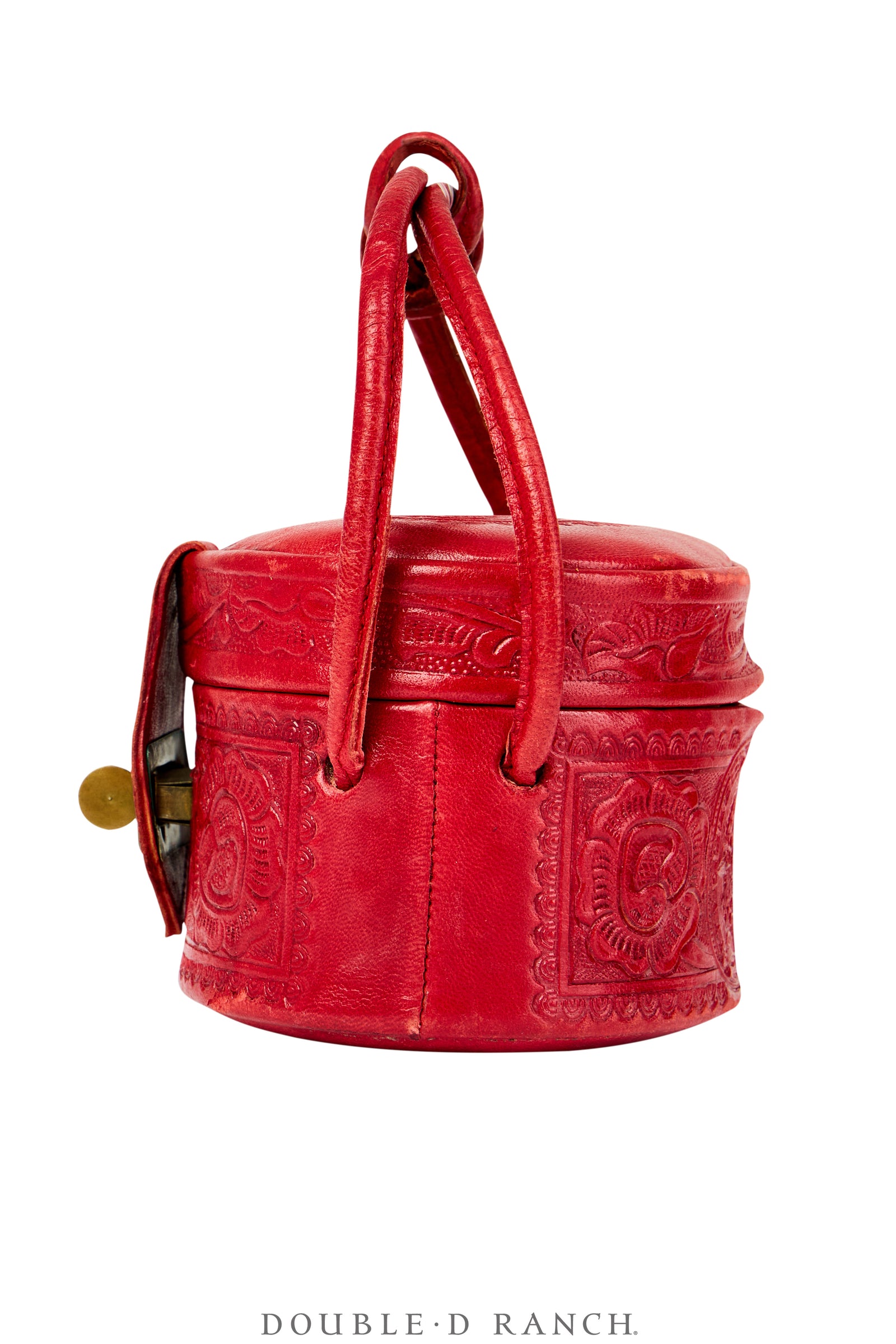 Bag, Pill Box, Tooled Leather, Vintage, 1464