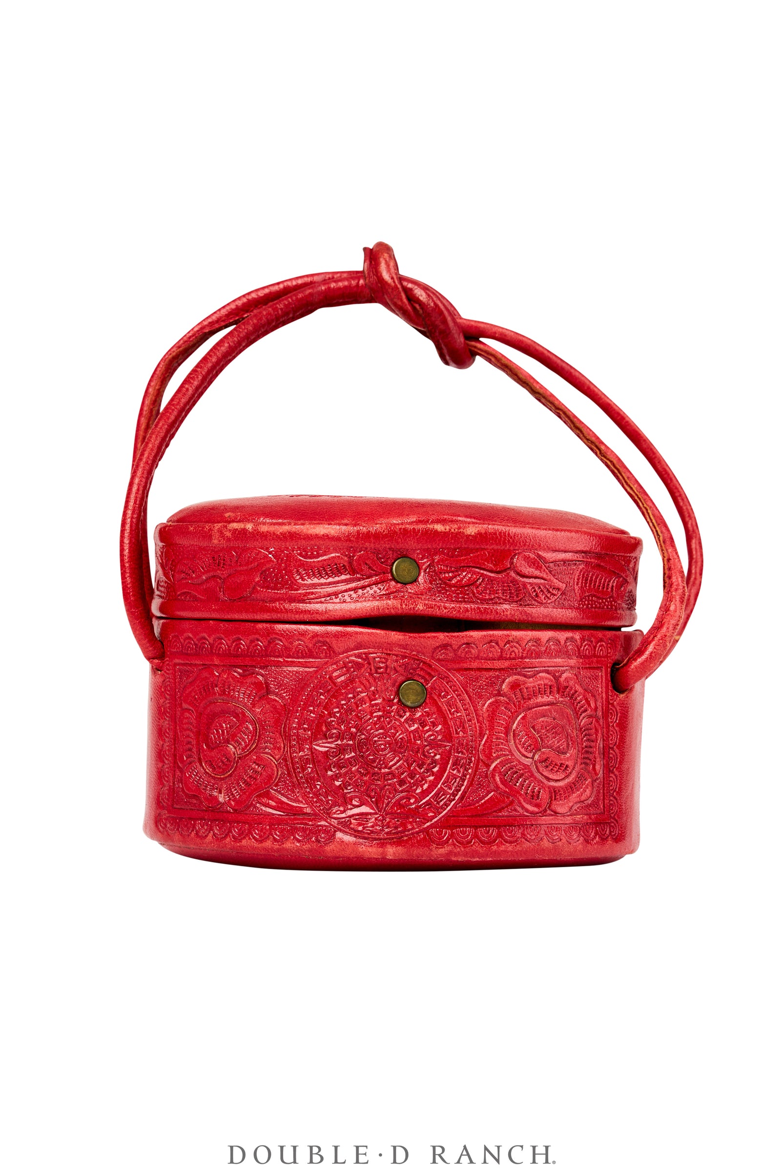 Bag, Pill Box, Tooled Leather, Vintage, 1464
