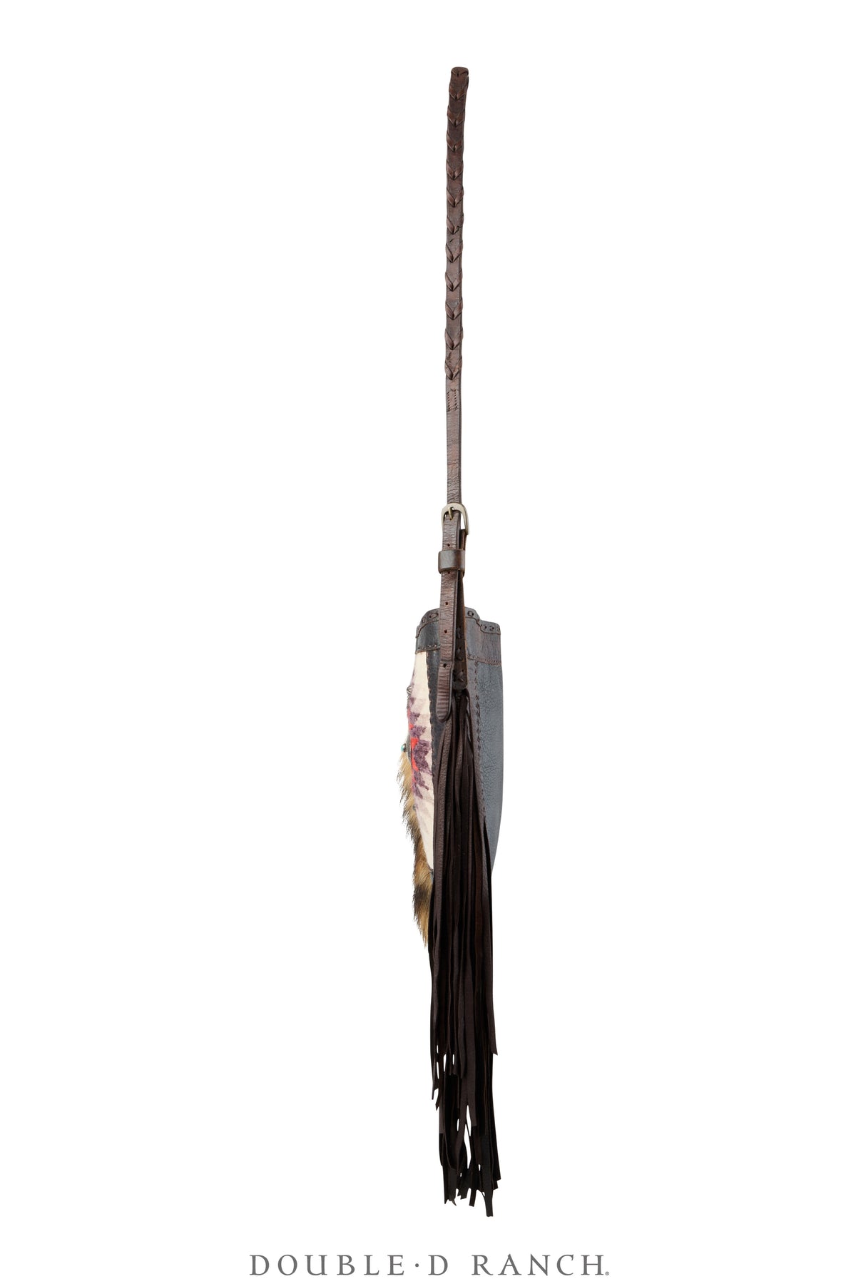 Bag, Shoulder, Navajo Rug With Fur Tail, Sterling Silver Concho, J Augur, Vintage, 1477