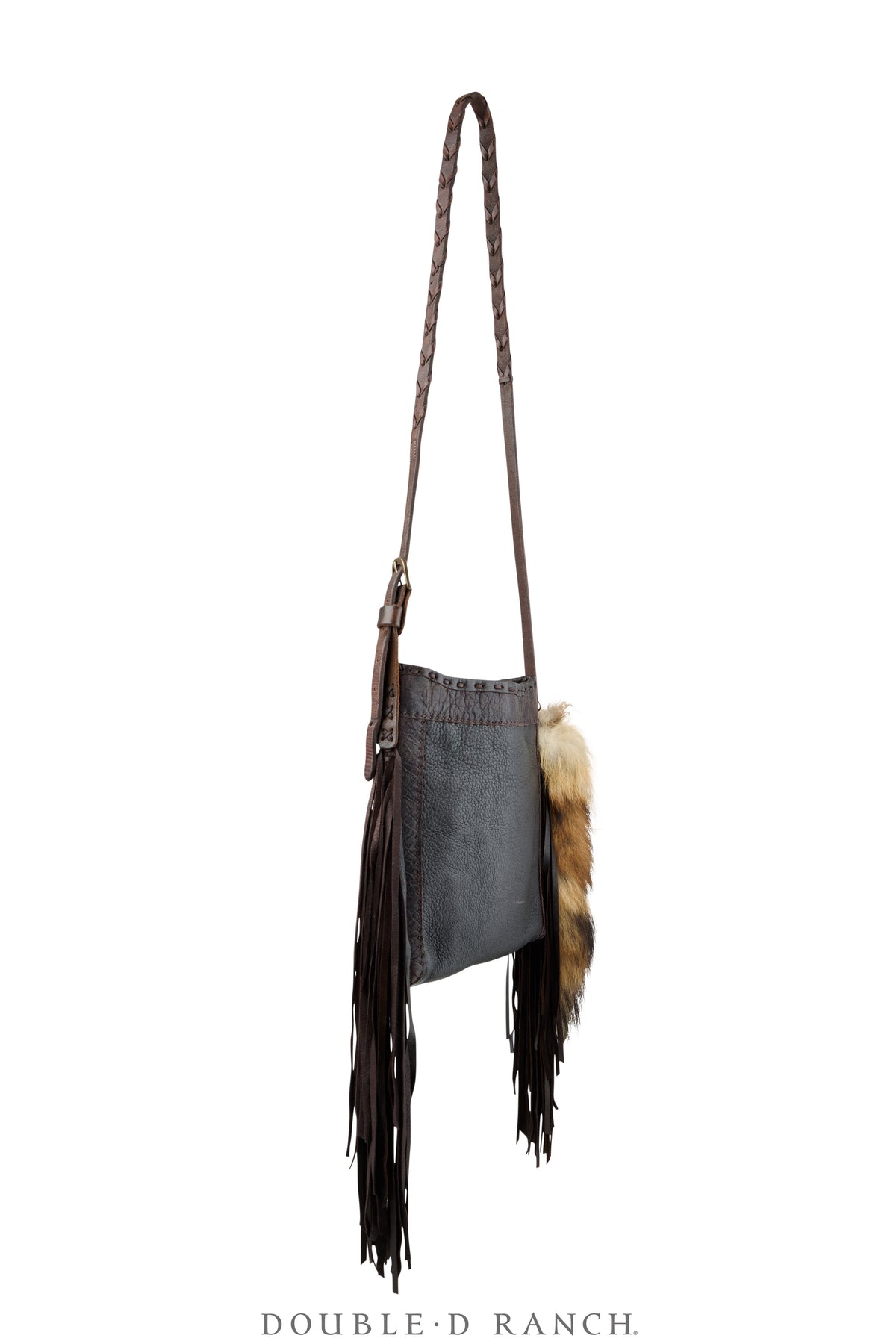 Bag, Shoulder, Navajo Rug With Fur Tail, Sterling Silver Concho, J Augur, Vintage, 1477