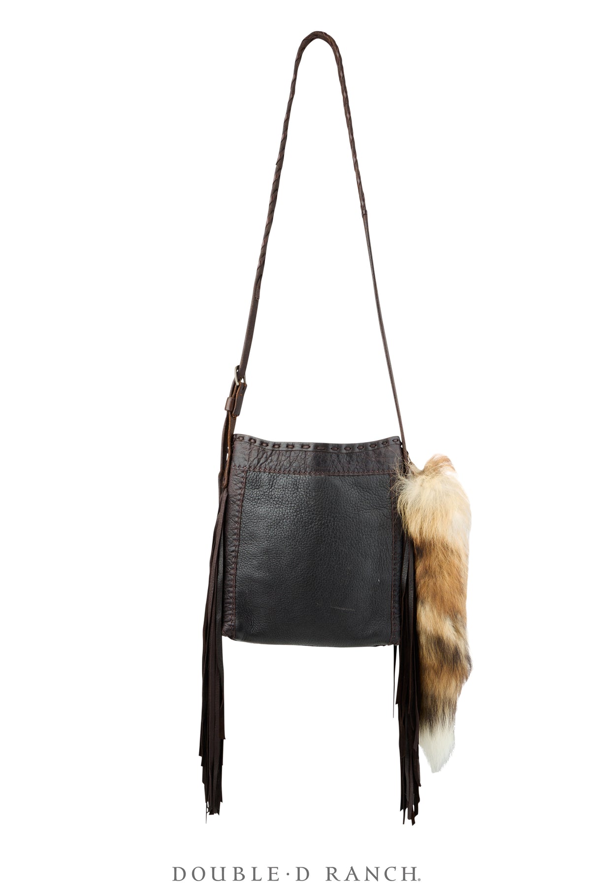 Bag, Shoulder, Navajo Rug With Fur Tail, Sterling Silver Concho, J Augur, Vintage, 1477