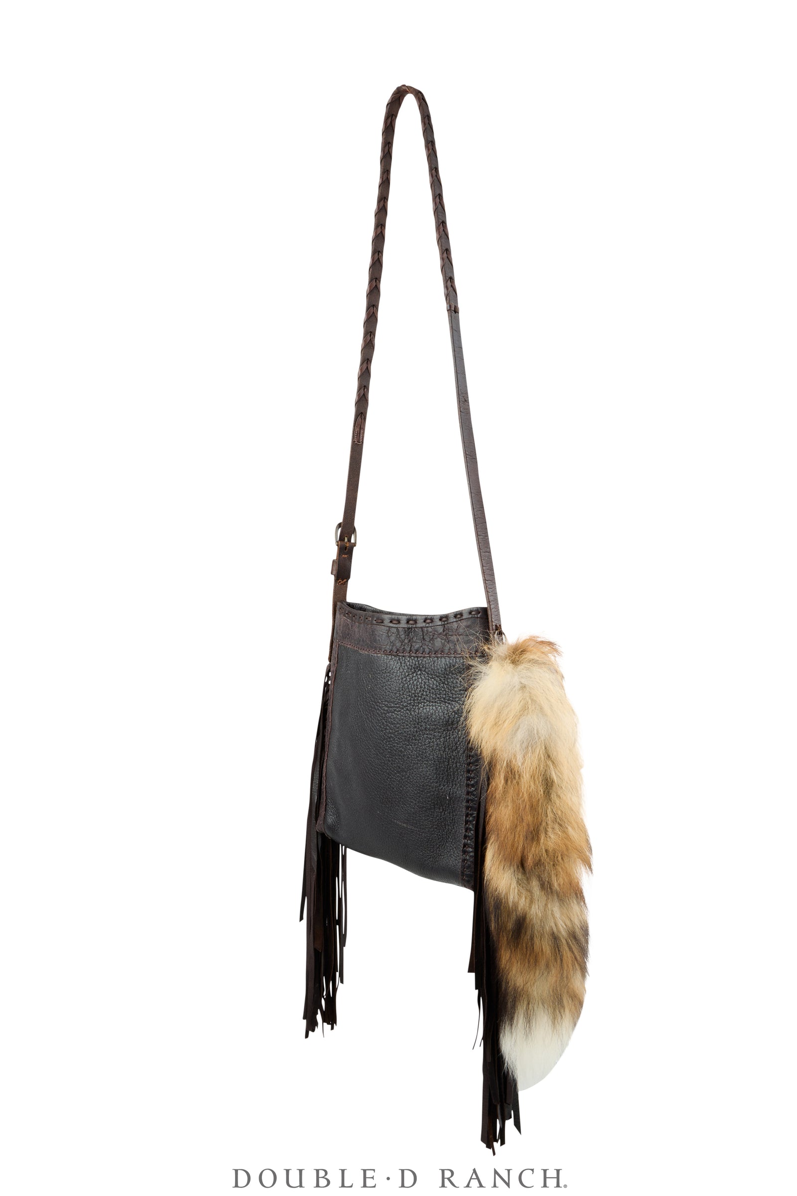 Bag, Shoulder, Navajo Rug With Fur Tail, Sterling Silver Concho, J Augur, Vintage, 1477