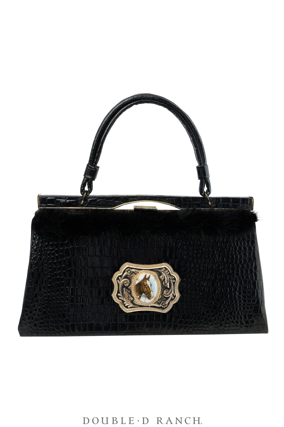 Bag, Silver Label, Croc with Quarter Horse Cameo Buckle, Repurposed, 1481