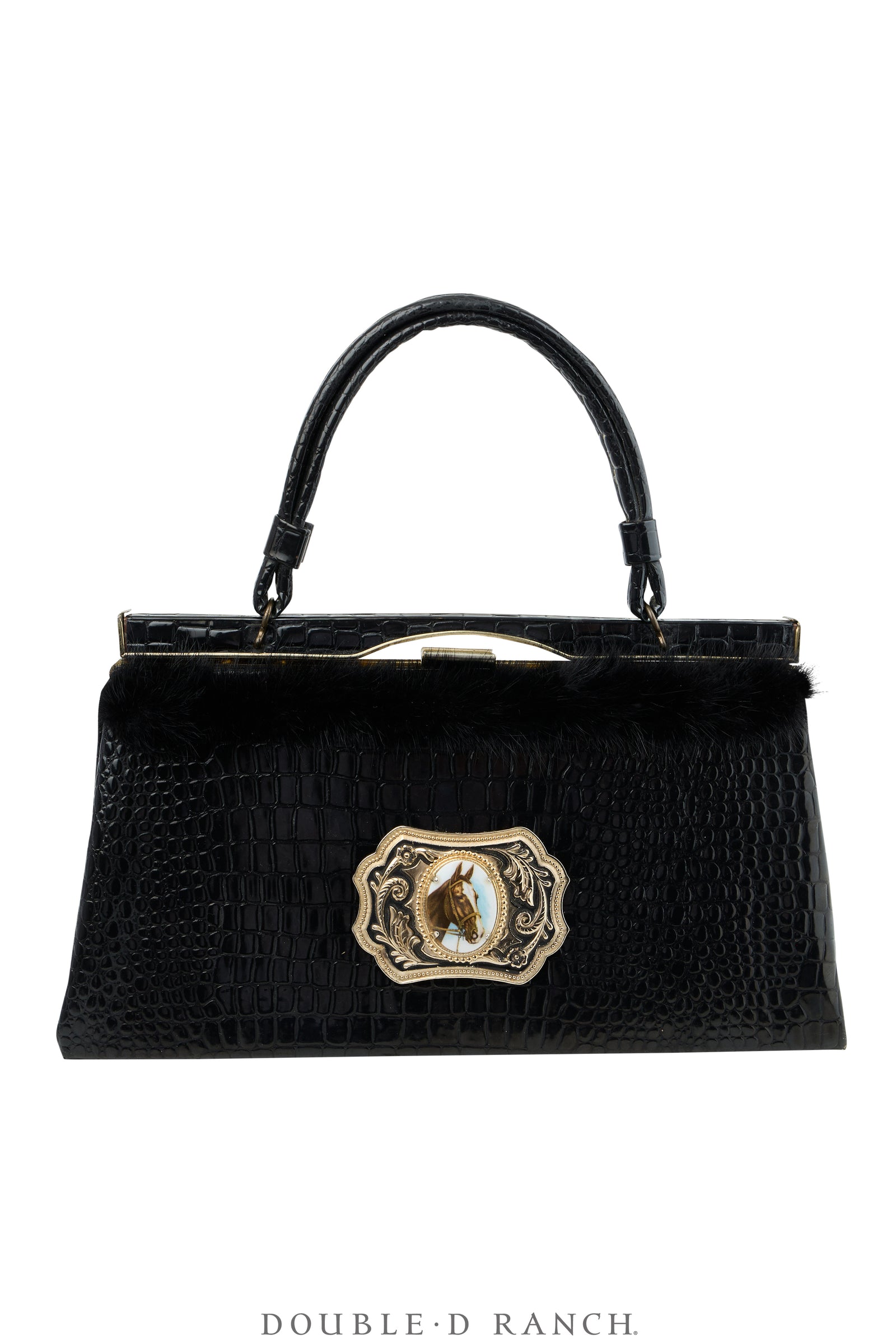 Bag, Silver Label, Croc with Quarter Horse Cameo Buckle, Repurposed, 1481