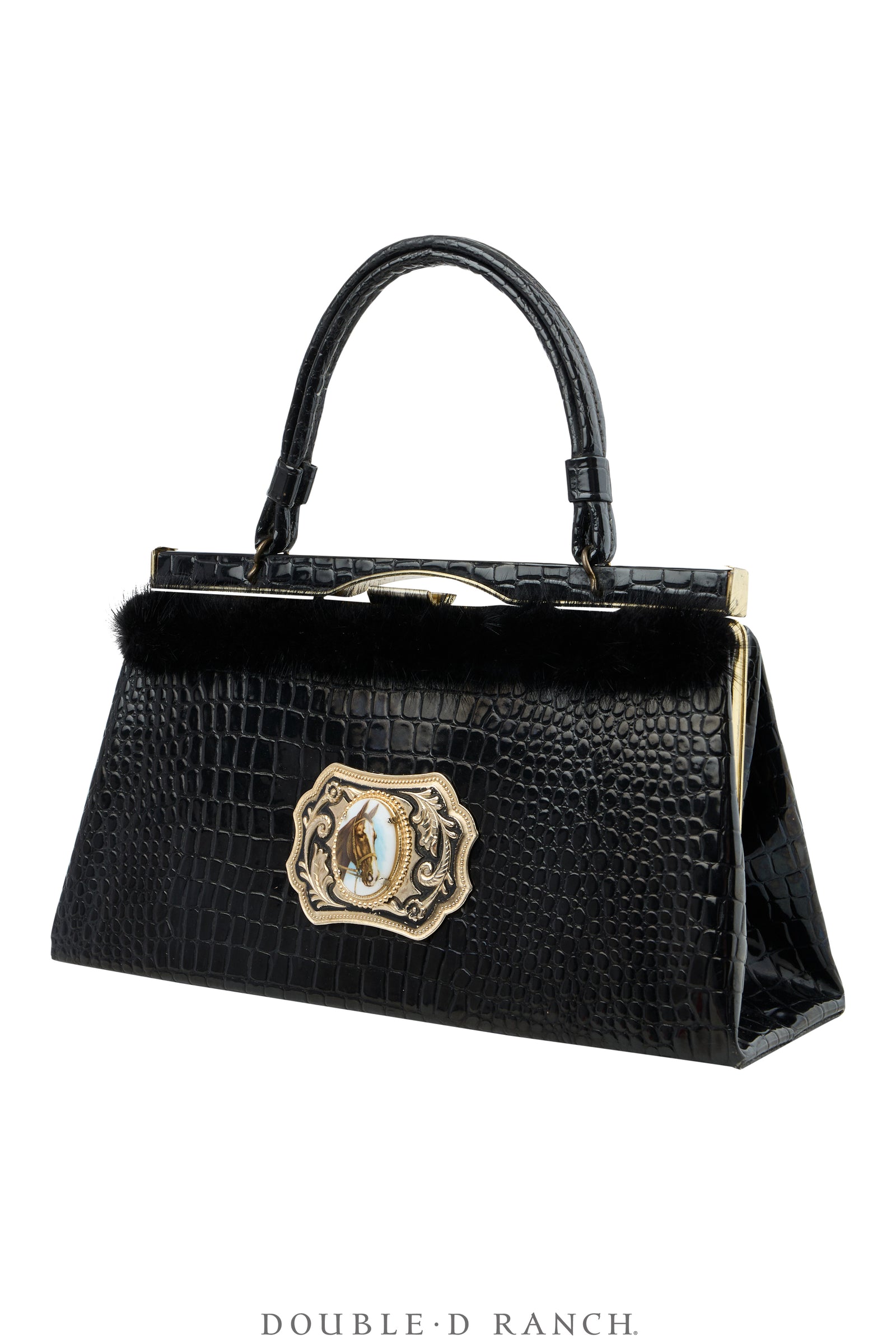 Bag, Silver Label, Croc with Quarter Horse Cameo Buckle, Repurposed, 1481