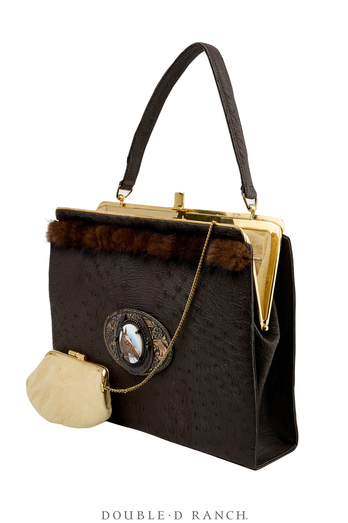 Bag, Silver Label, Ostrich with Quarter Horse Cameo Buckle, Repurposed, 1484