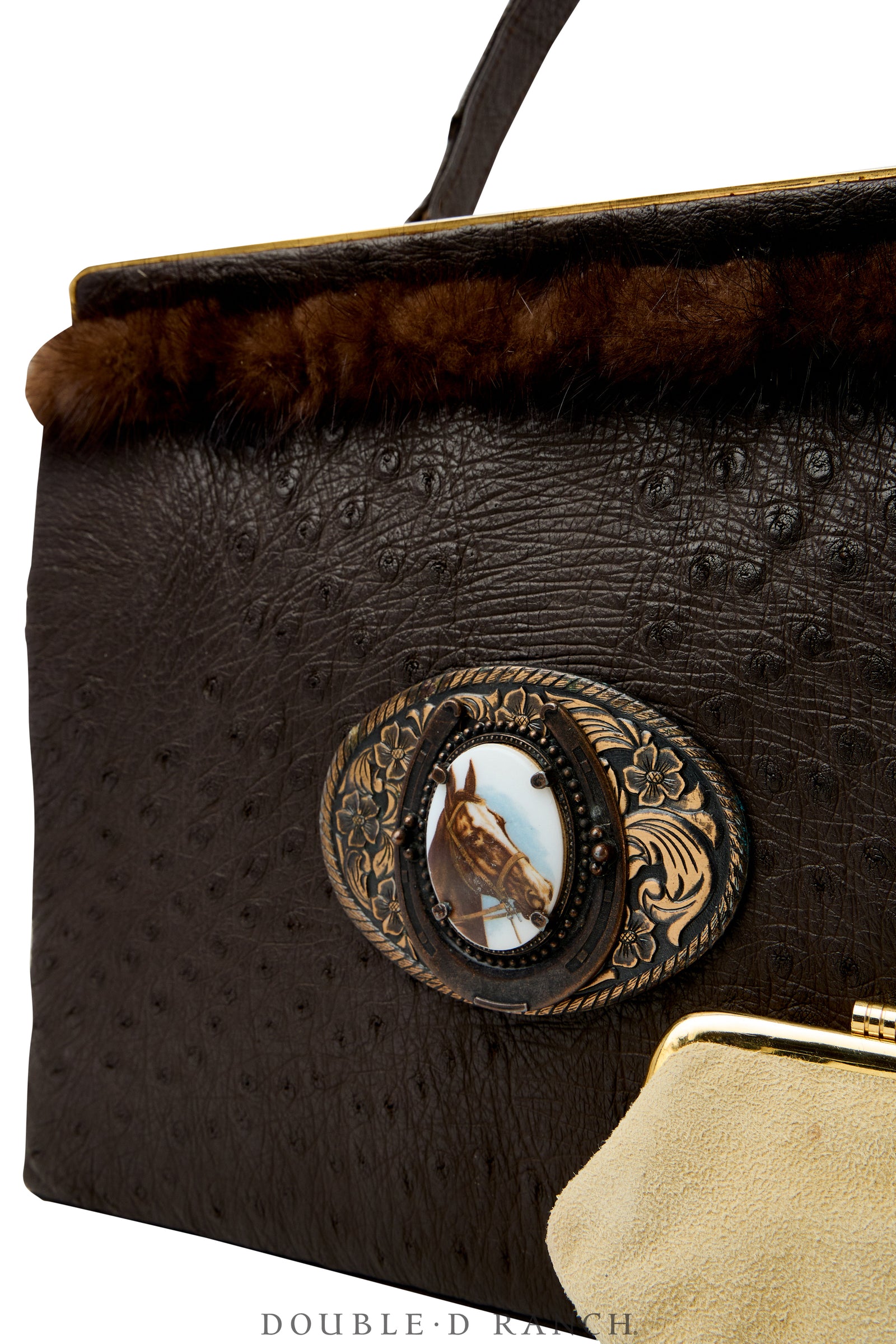 Bag, Silver Label, Ostrich with Quarter Horse Cameo Buckle, Repurposed, 1484