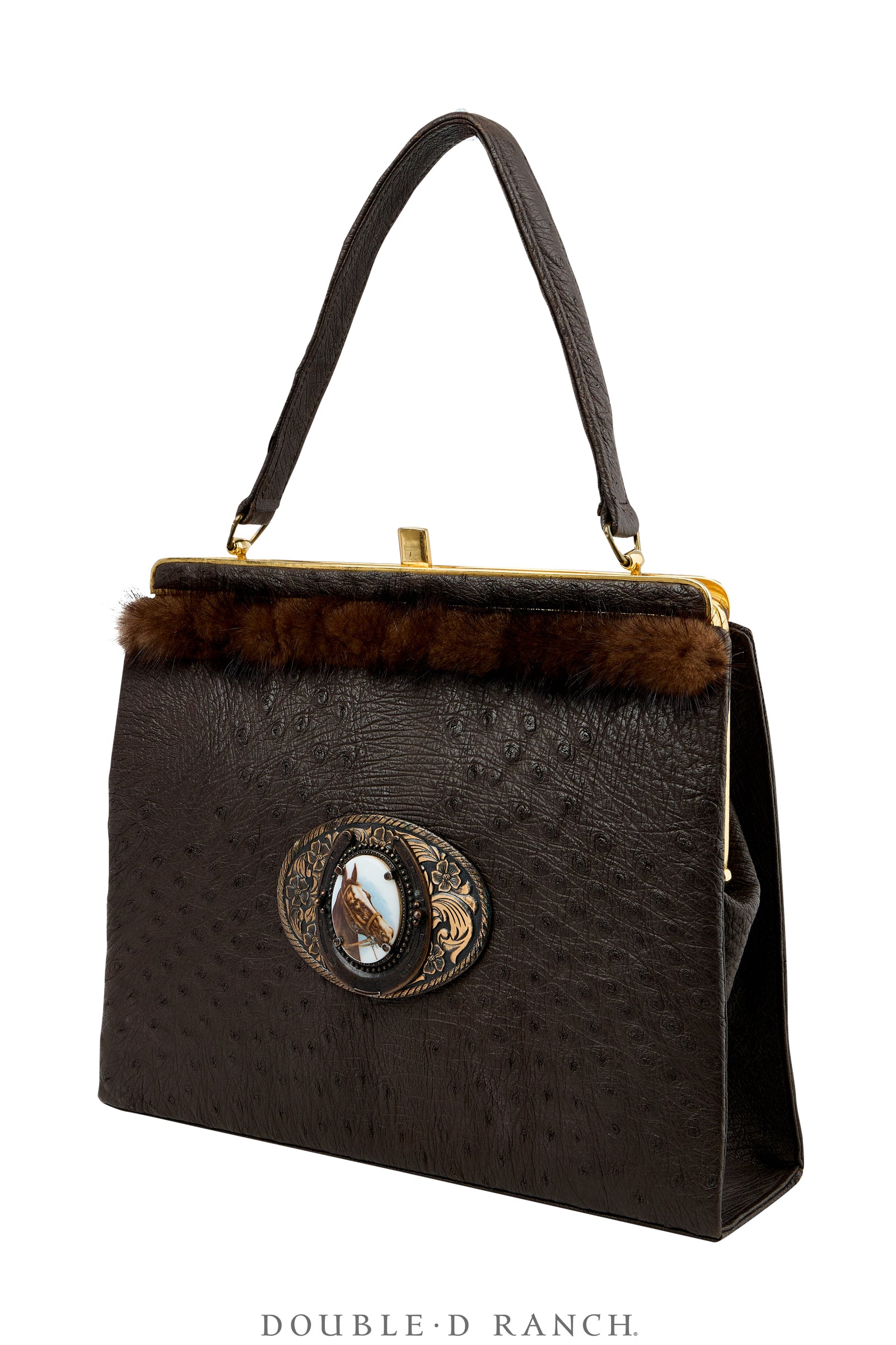 Bag, Silver Label, Ostrich with Quarter Horse Cameo Buckle, Repurposed, 1484