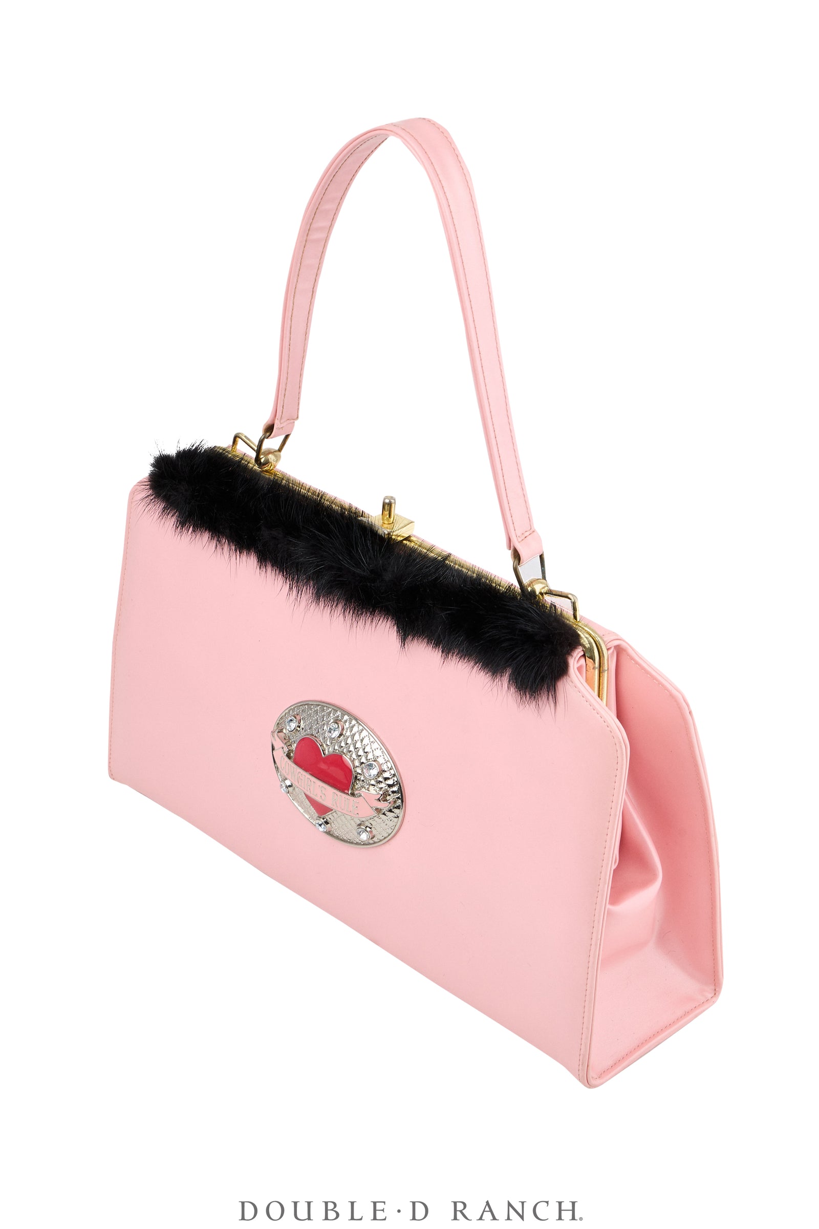 Bag, Silver Label, Pink Patent Leather with Vintage Buckle, Repurposed, 148