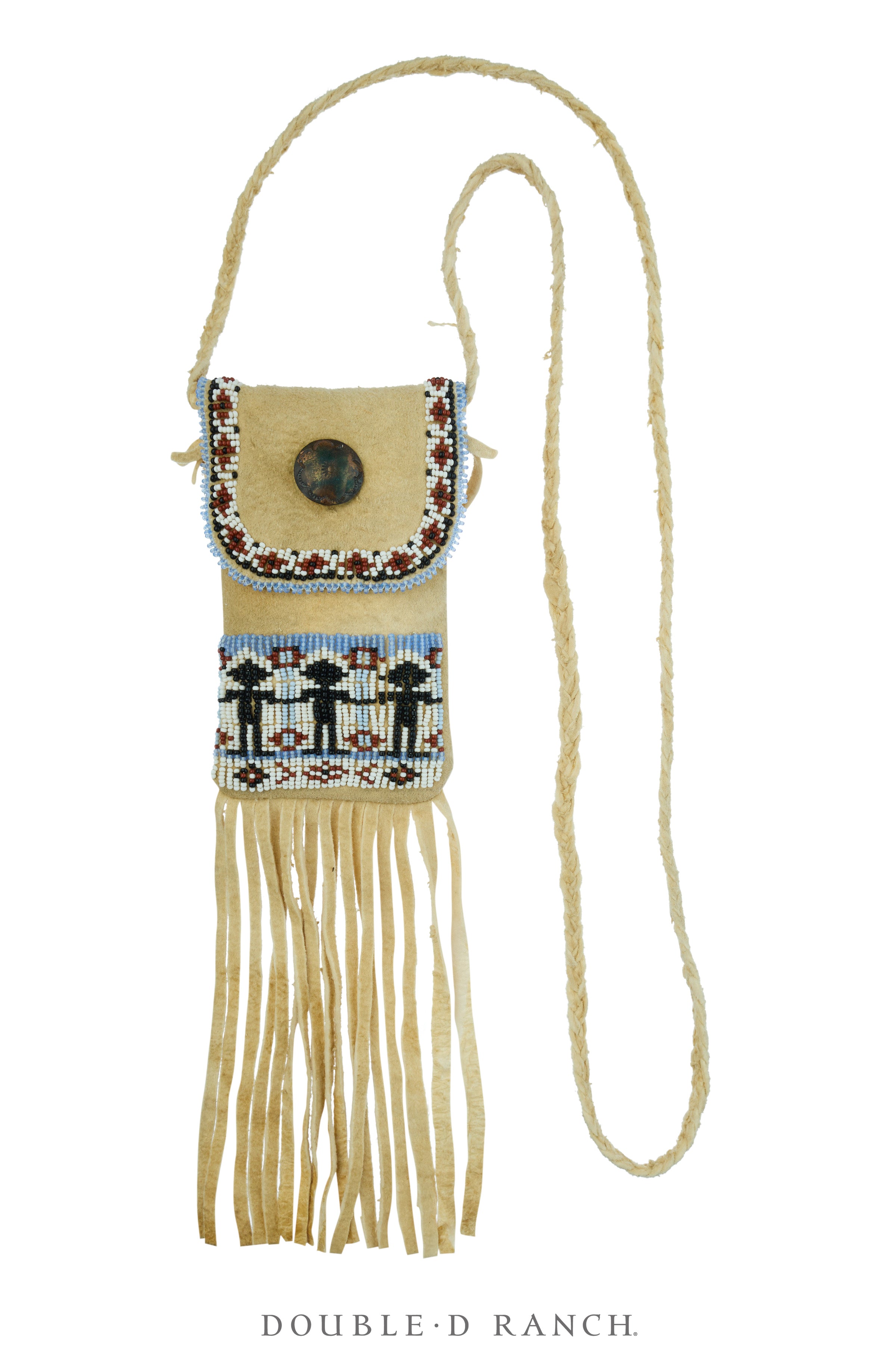 tobacco beads Bag, Tobacco, Deerskin, Beaded, Vintage, 1437