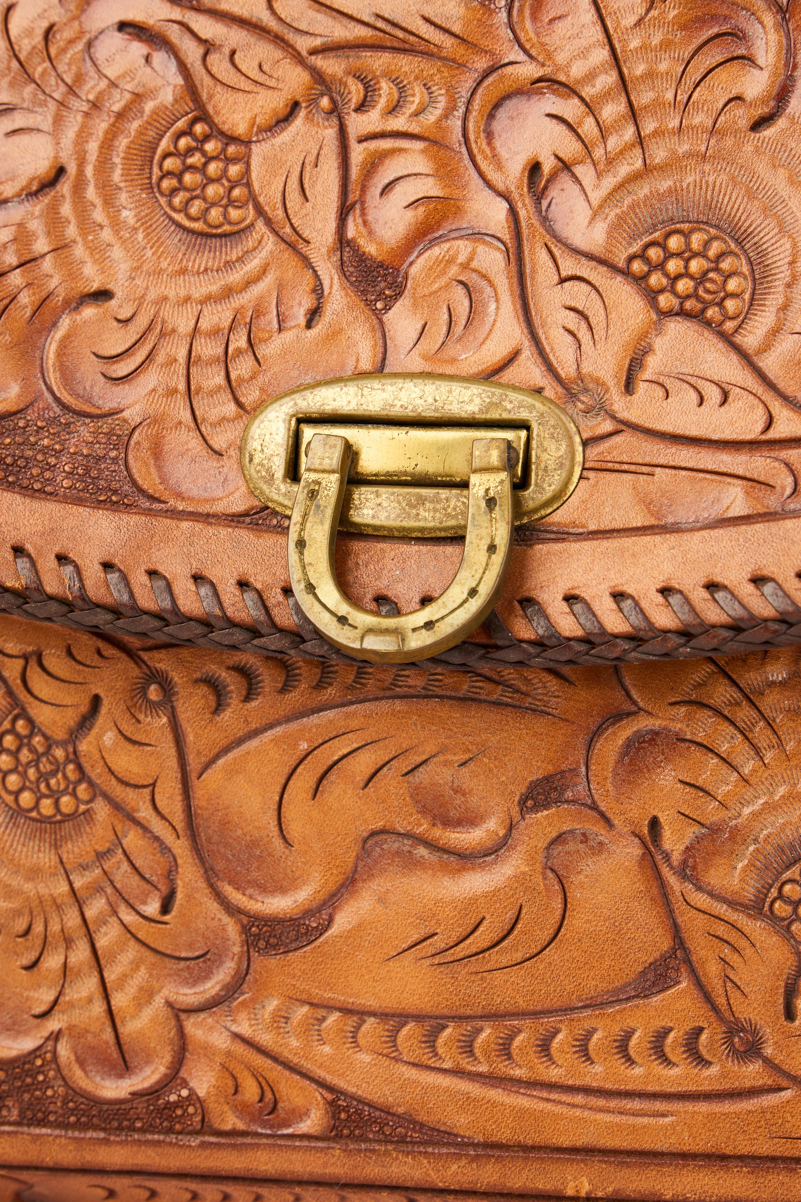 Bag, Tooled Leather, Vintage, 1466
