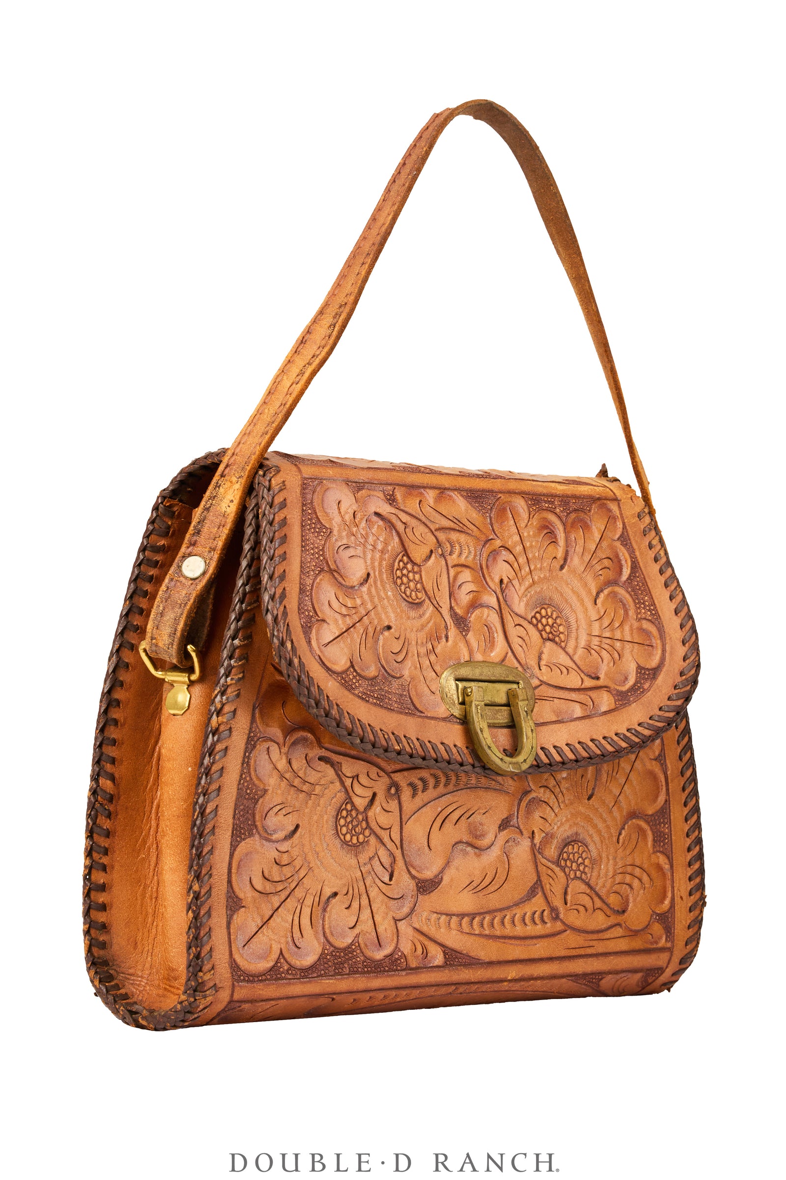 Bag, Tooled Leather, Vintage, 1466