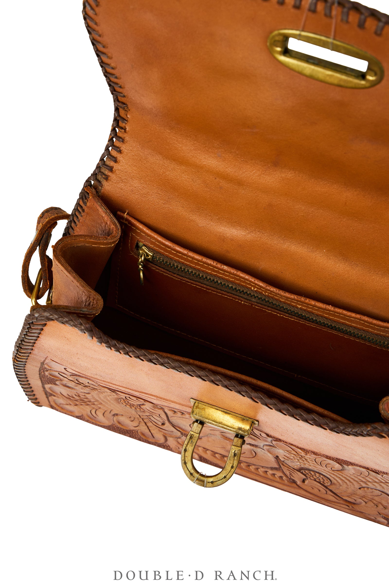 Bag, Tooled Leather, Vintage, 1466