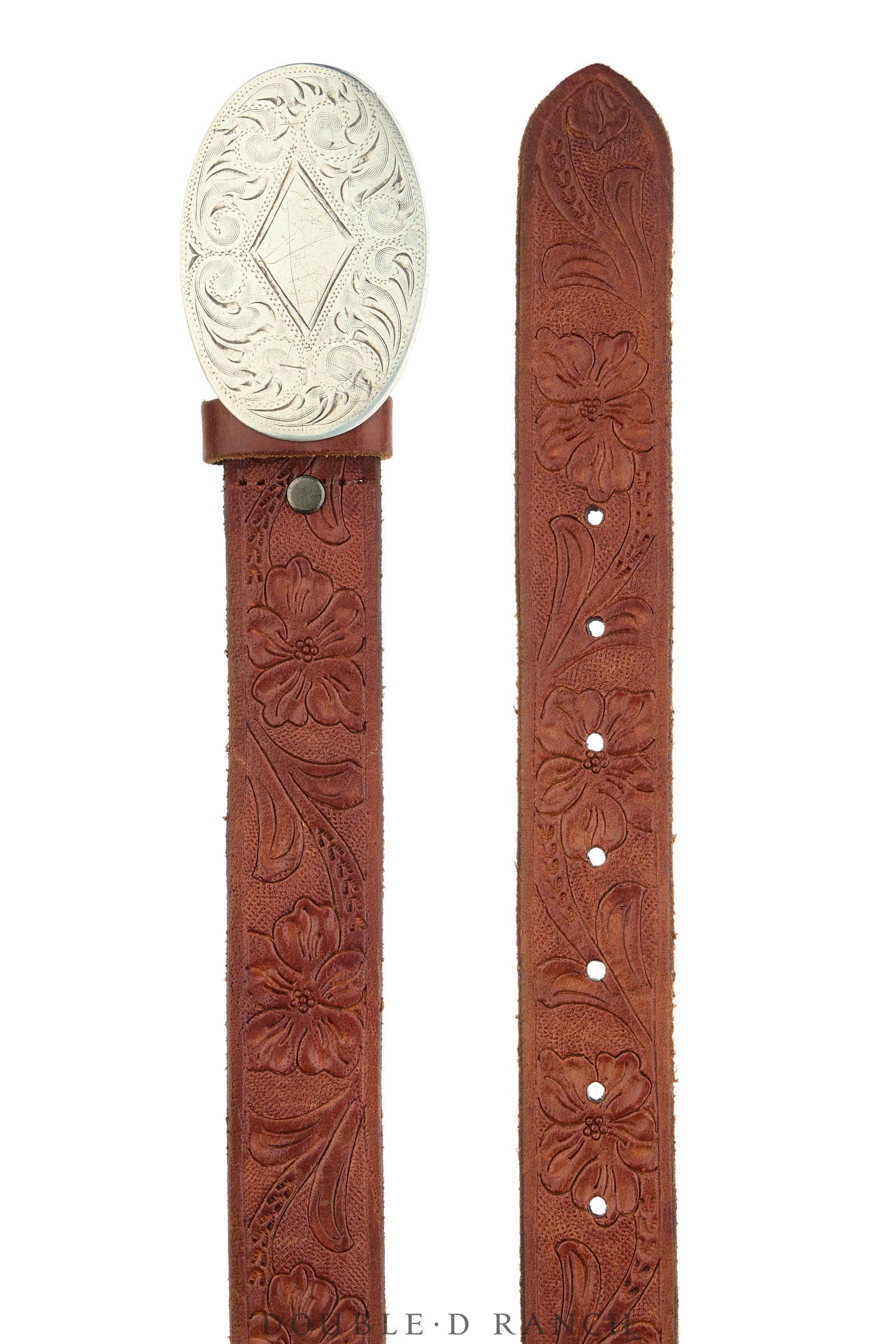 Belt, A Vintage, Buckle, Western, Sterling Silver, Engraved, Hallmark, Vintage, 1038