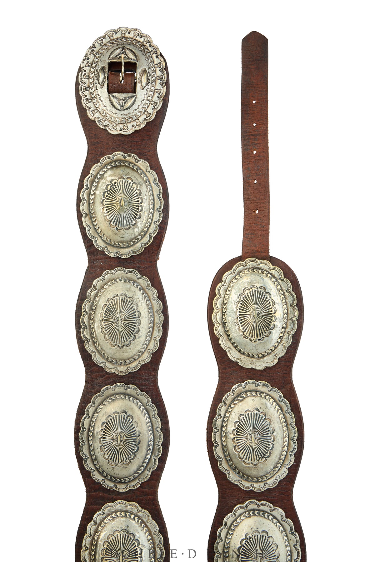Belt, A Vintage, Concho, Sterling Silver, Wide Scalloped Band, Estate, Vintage, 1040