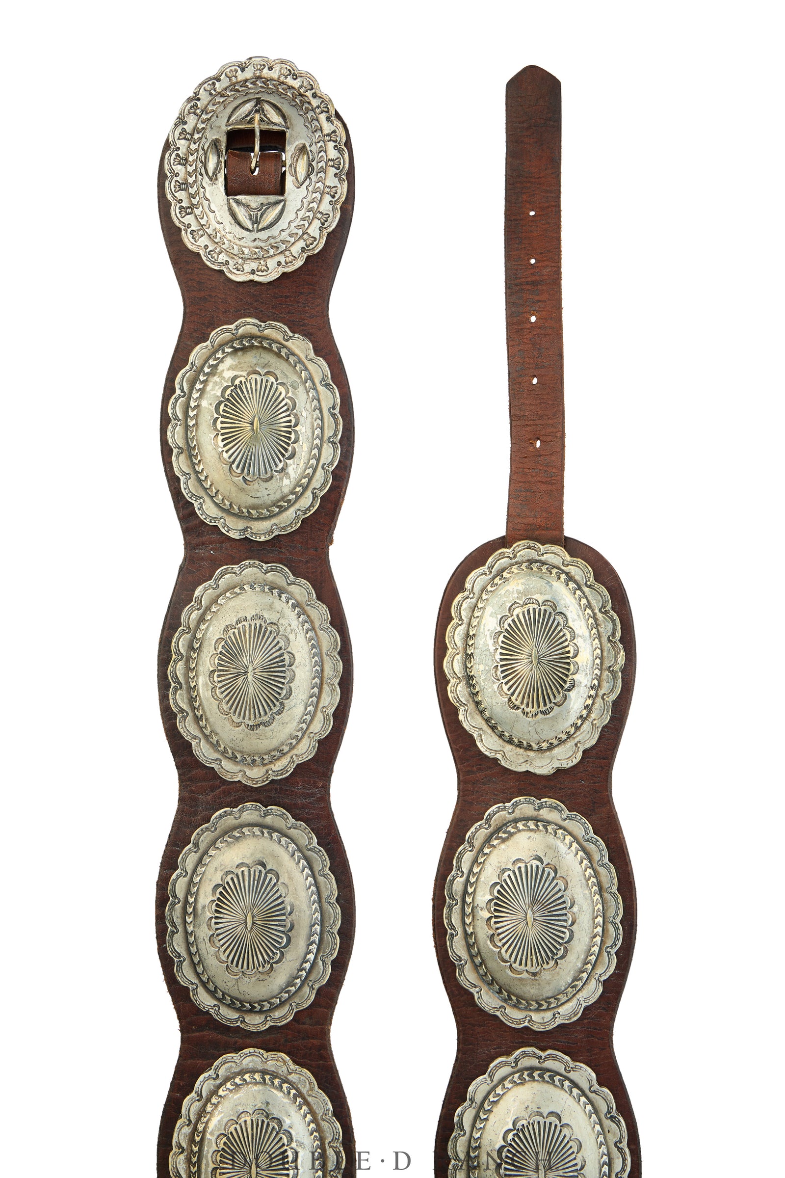 Belt, A Vintage, Concho, Sterling Silver, Wide Scalloped Band, Estate, Vintage, 1040