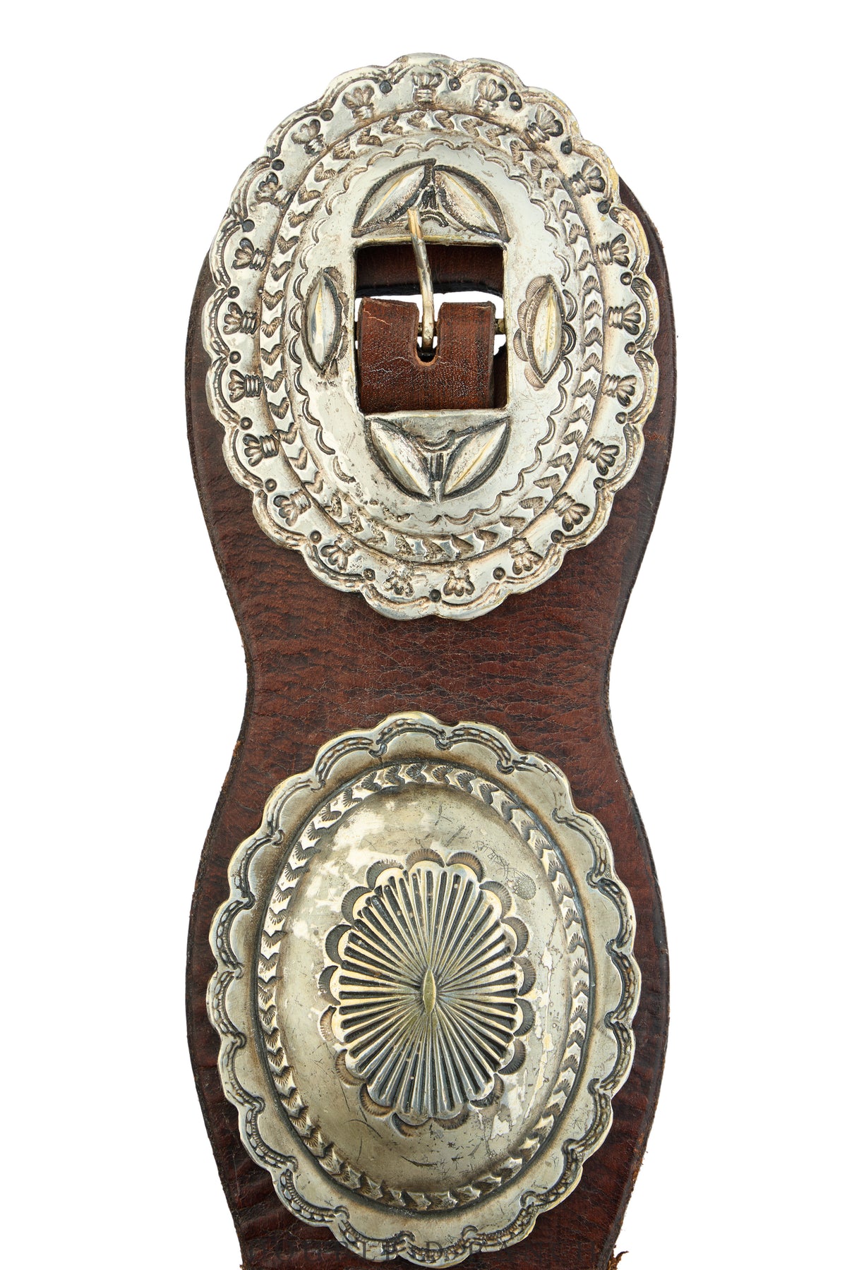 Belt, A Vintage, Concho, Sterling Silver, Wide Scalloped Band, Estate, Vintage, 1040