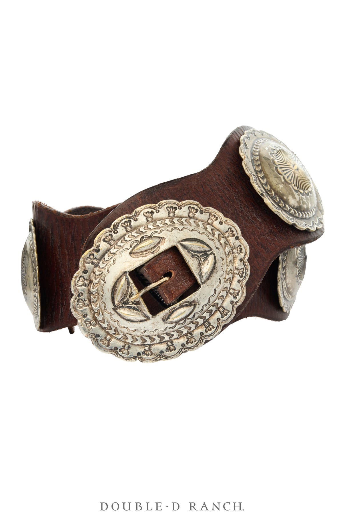 Belt, A Vintage, Concho, Sterling Silver, Wide Scalloped Band, Estate, Vintage, 1040