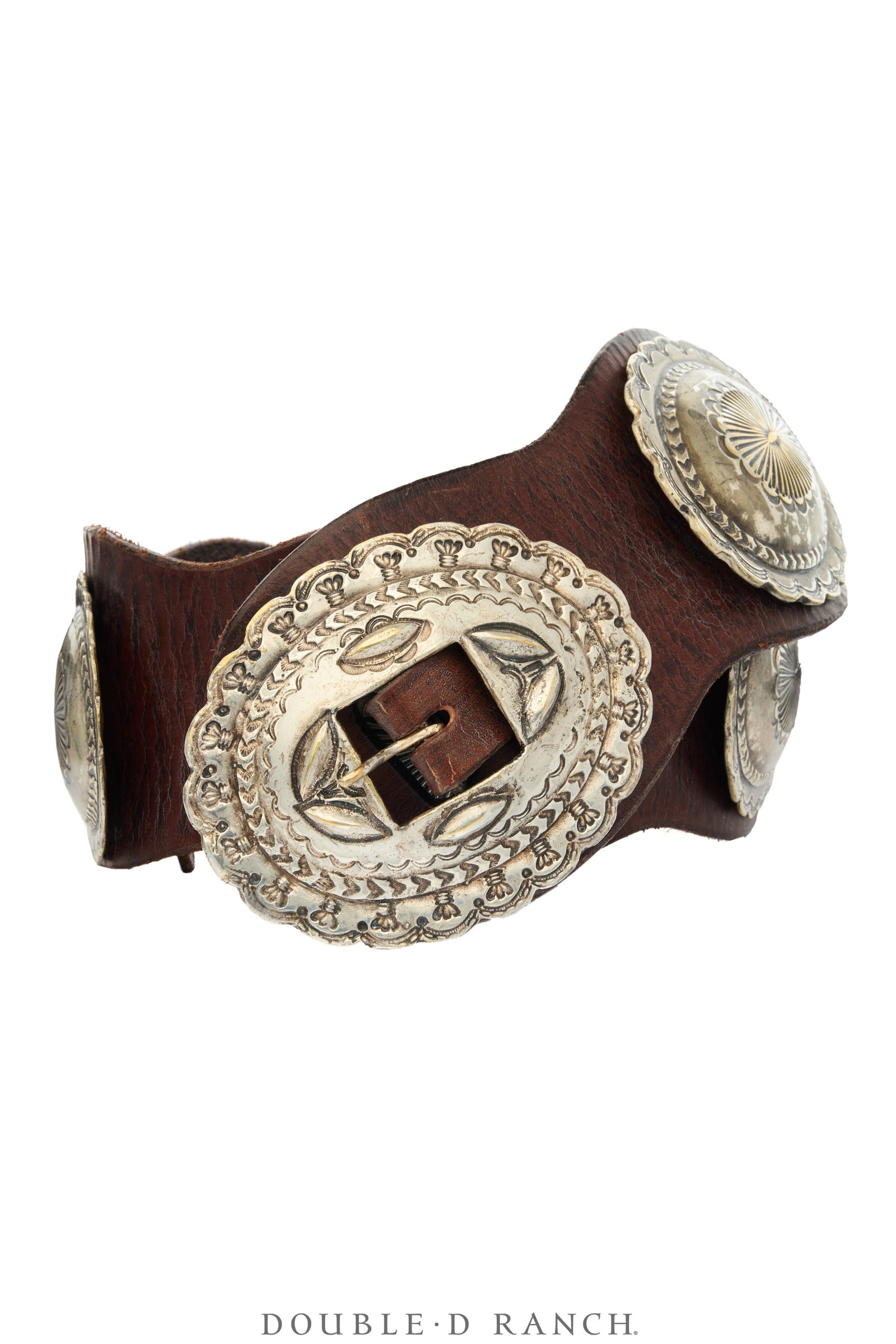 Belt, A Vintage, Concho, Sterling Silver, Wide Scalloped Band, Estate, Vintage, 1040