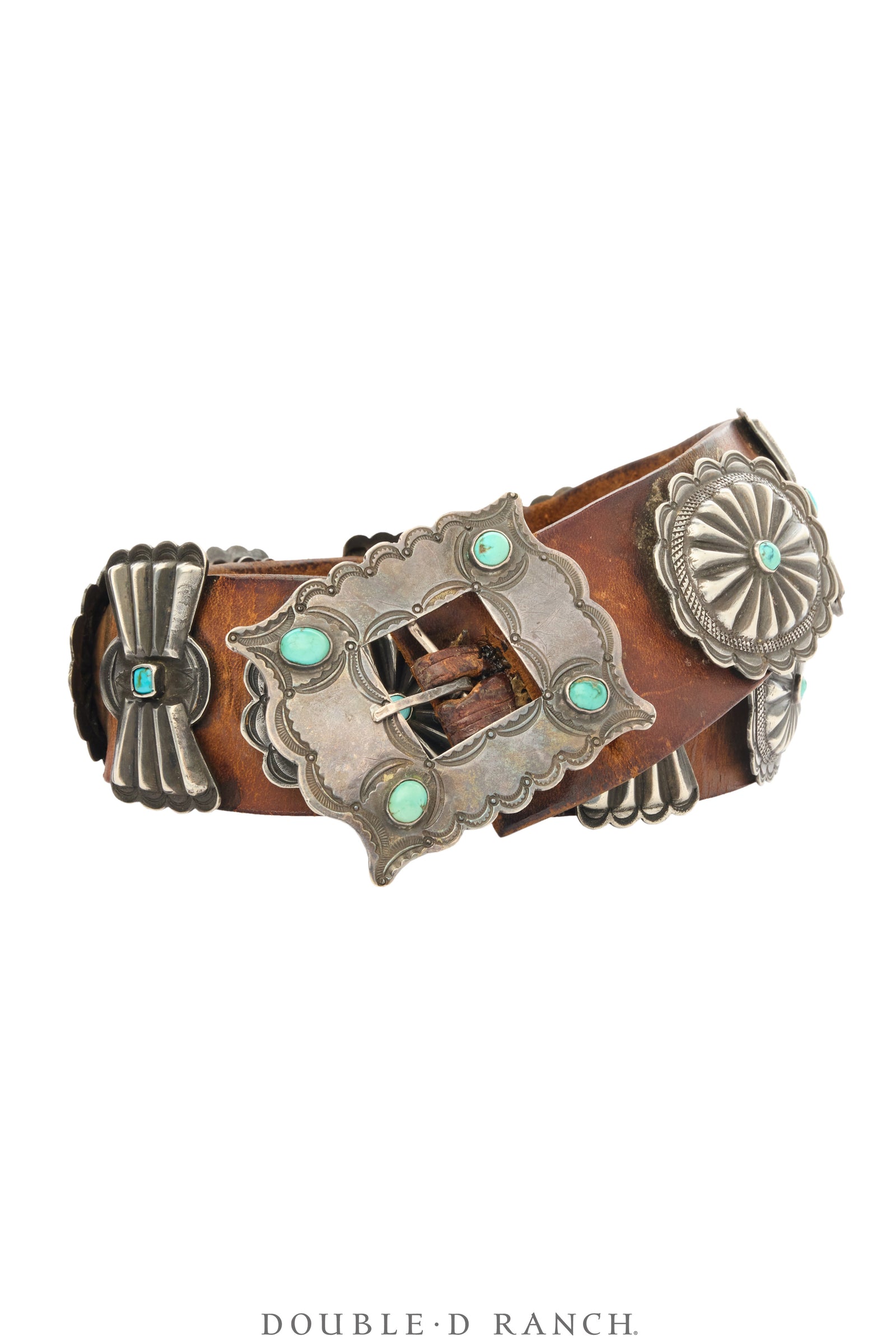 Belt, A Vintage, Concho, Turquoise, 2nd Phase, Wide Strap, Estate, Vintage ‘20s, 1041