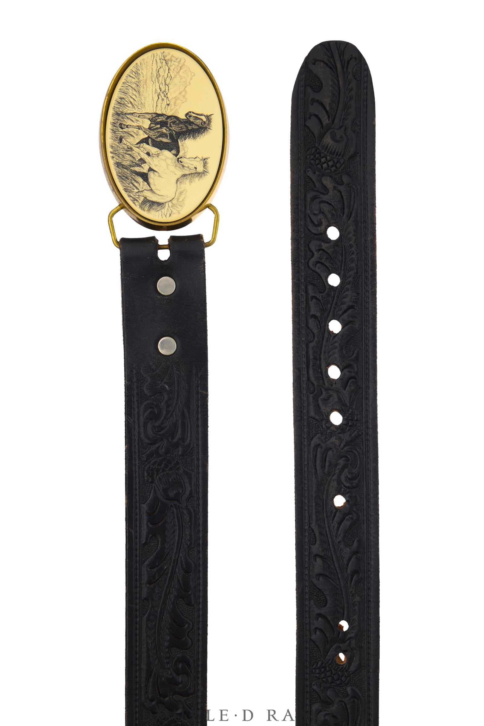 Belt, A Vintage, Scrimshaw, Horses, Hallmark, Vintage, 1043