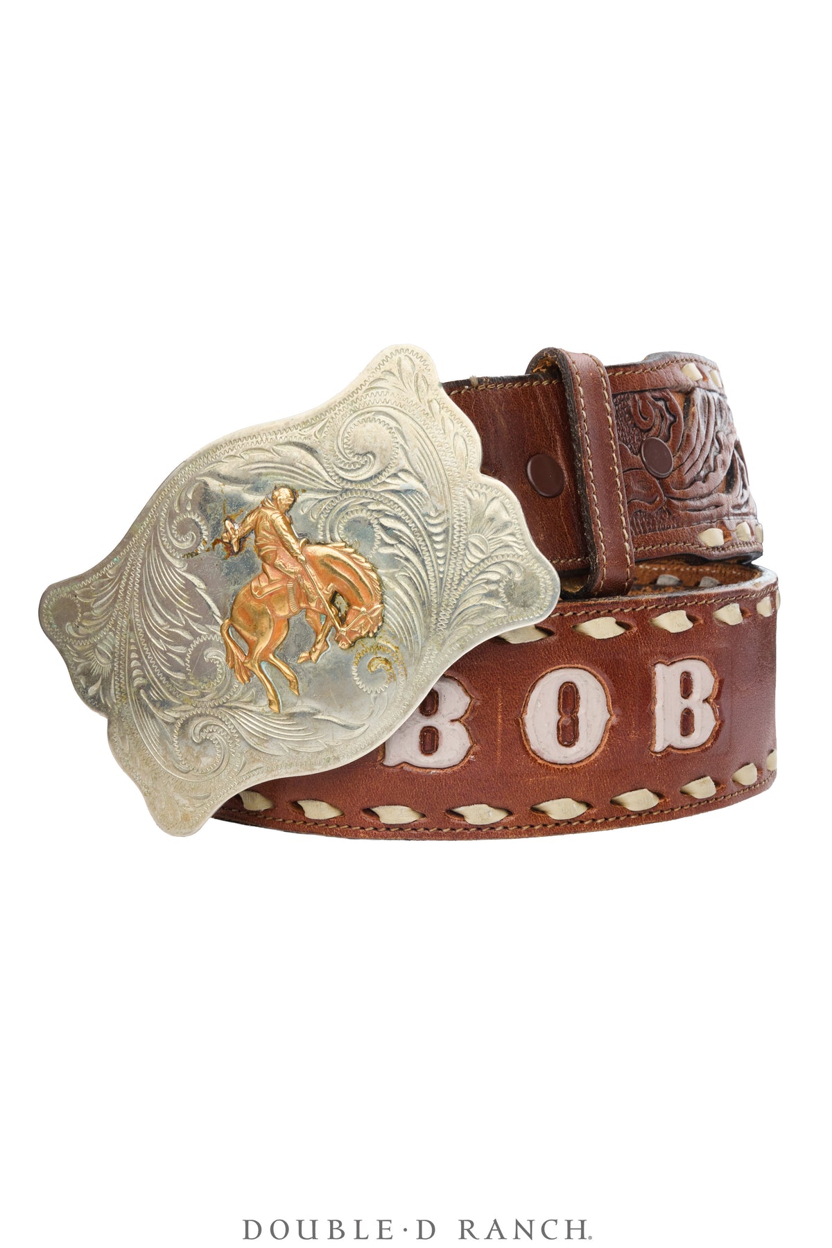 Belt, A Vintage, Buckle Kitsch, Western, Bronc, Marked, Vintage, 1047