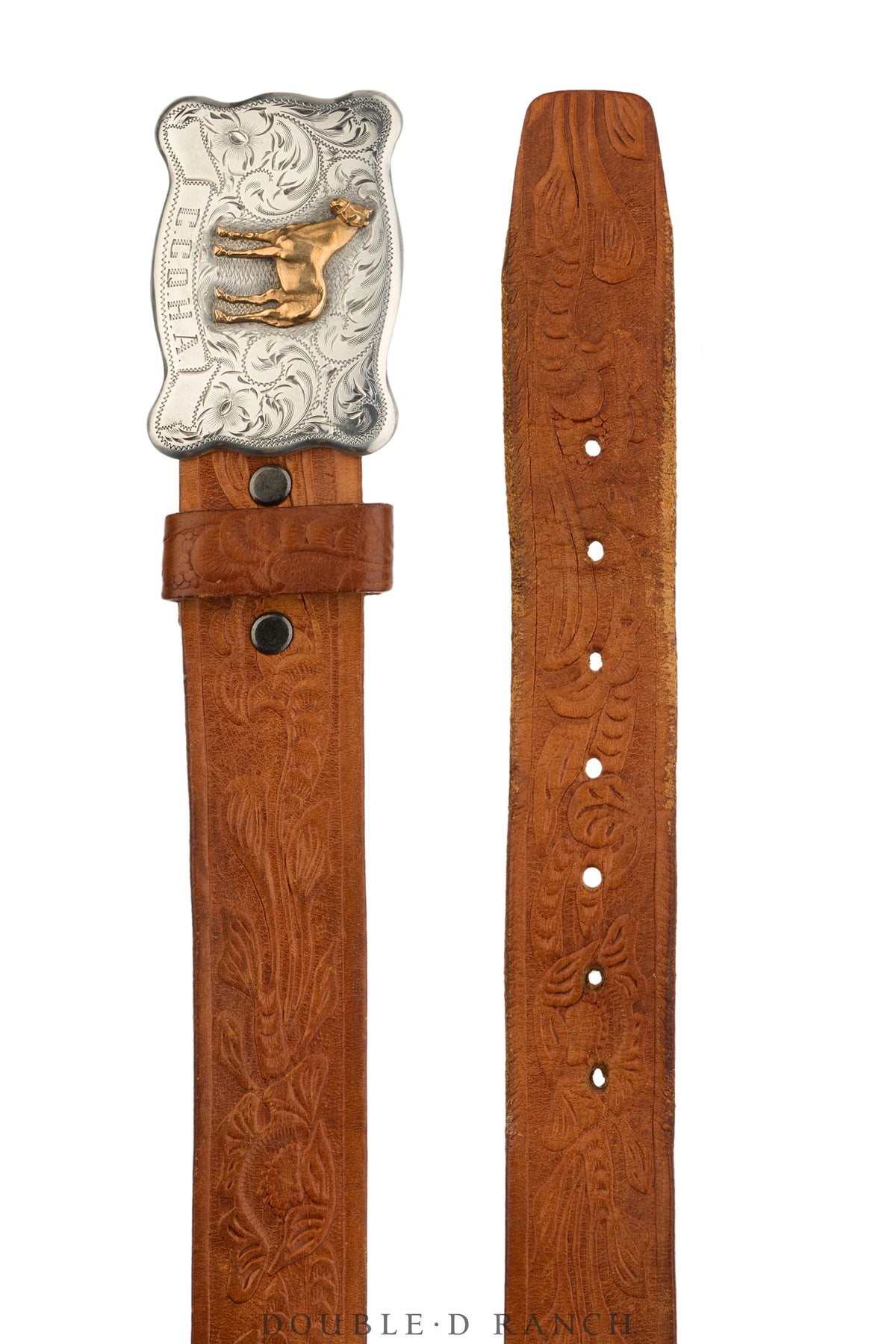 Belt, A Vintage, Buckle, Engraved, Quarter Horse, Hallmark, Vintage, 1054