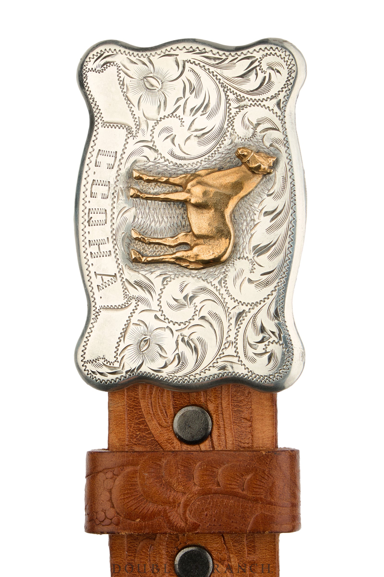 Belt, A Vintage, Buckle, Engraved, Quarter Horse, Hallmark, Vintage, 1054
