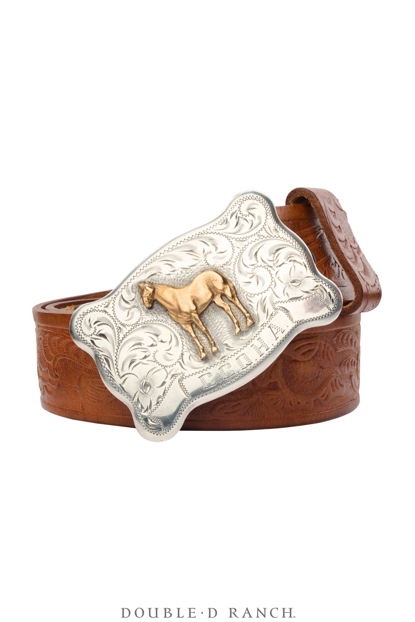 Belt, A Vintage, Buckle, Engraved, Quarter Horse, Hallmark, Vintage, 1054