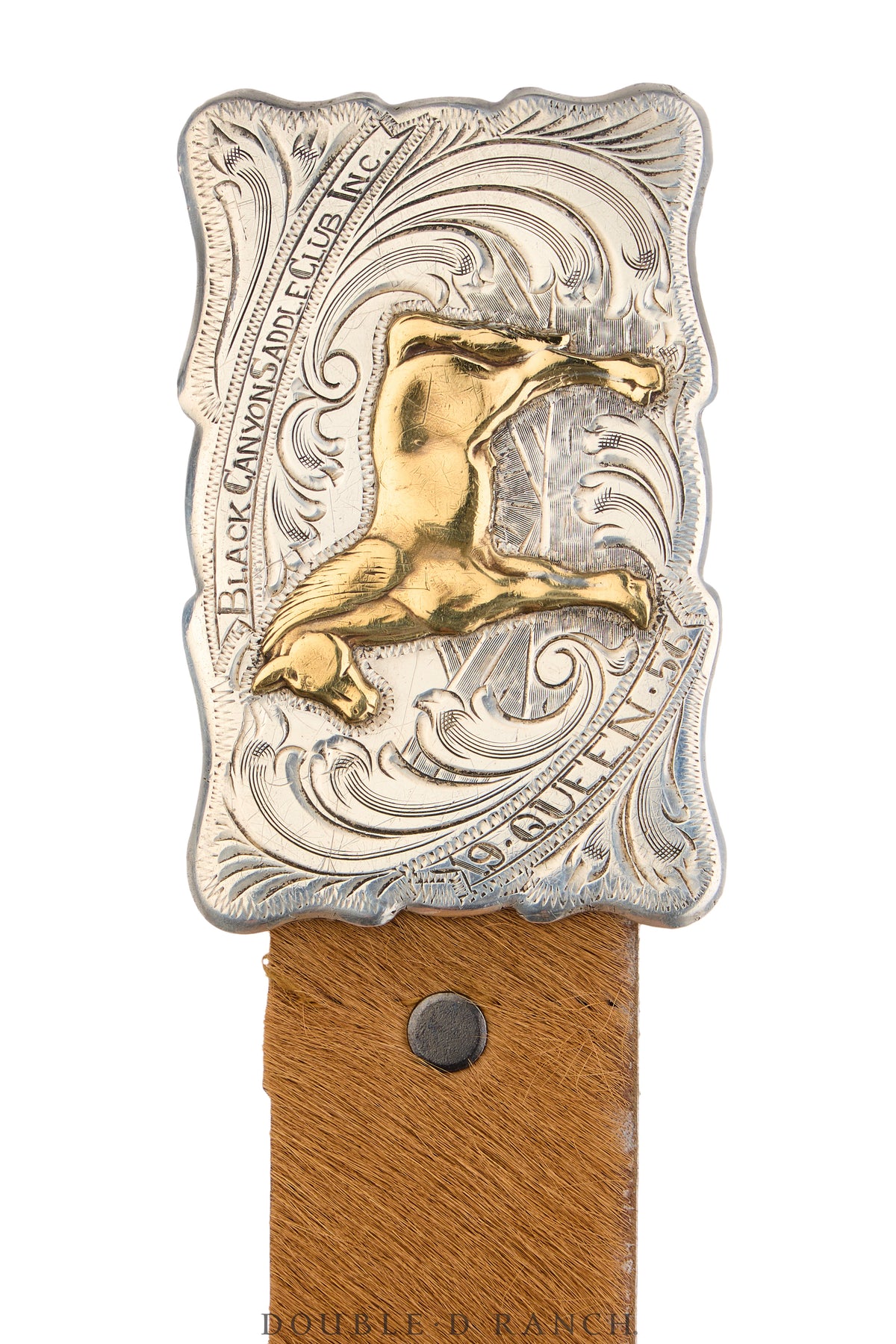 Belt, A Vintage, Buckle, Western, Engraved, Black Canyon Saddle Club, Queen 1956, Hallmark, Vintage, 1057