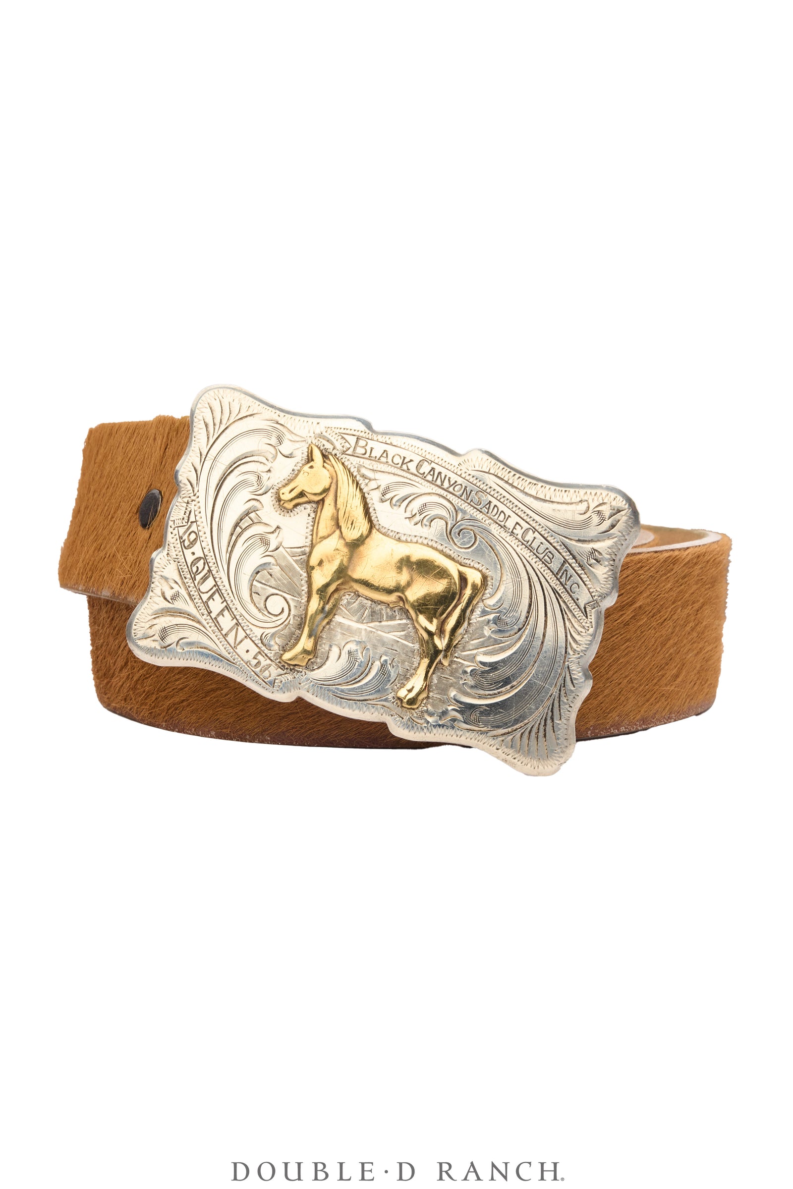 Belt, A Vintage, Buckle, Western, Engraved, Black Canyon Saddle Club, Queen 1956, Hallmark, Vintage, 1057