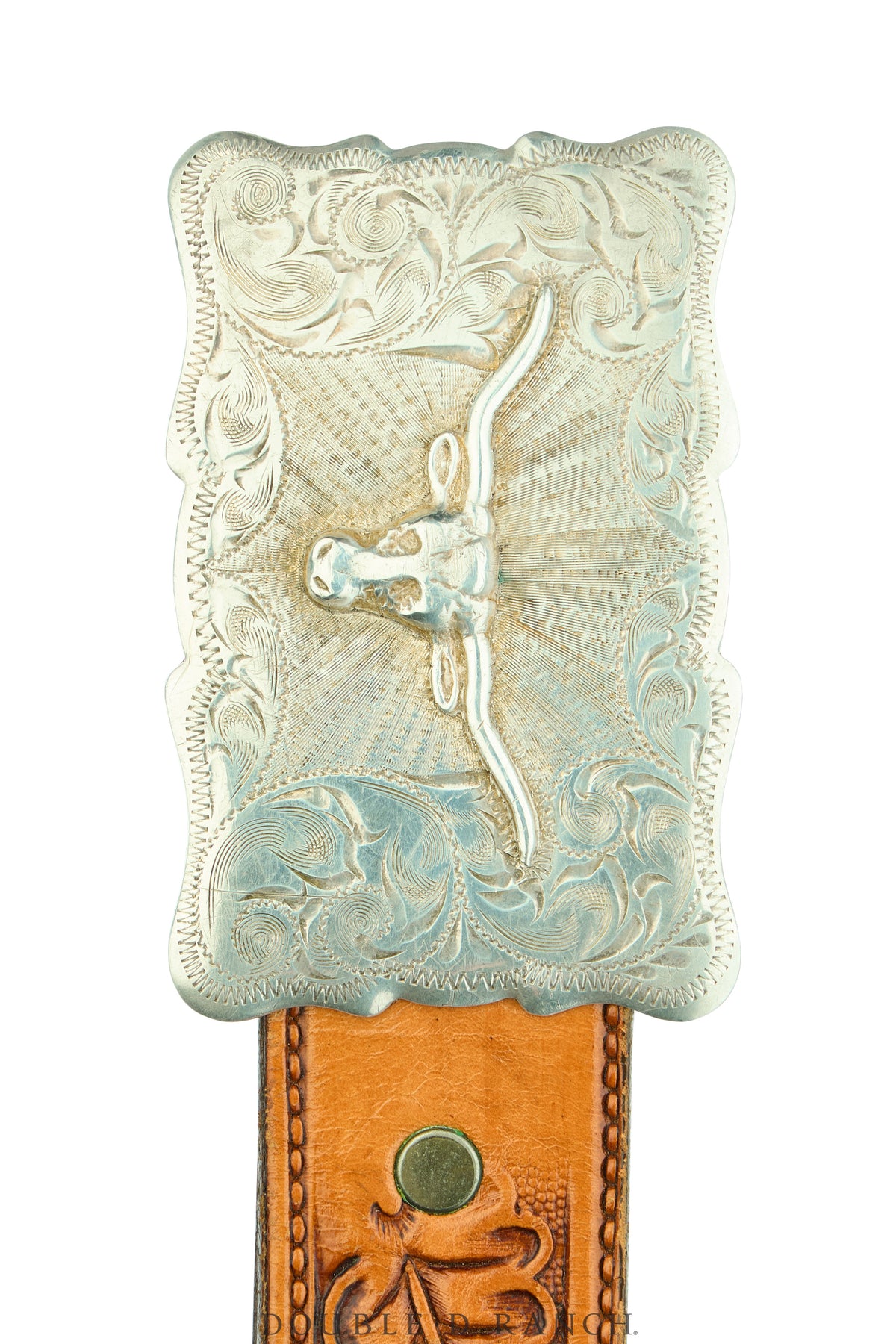 Belt, A Vintage, Buckle, Western, Sterling Silver, Longhorn, Hallmark, Vintage, 1062