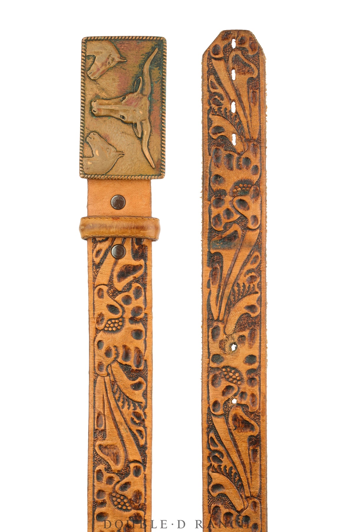 Belt, A Vintage, Buckle Kitsch, Copper, Longhorn, Vintage, 1070